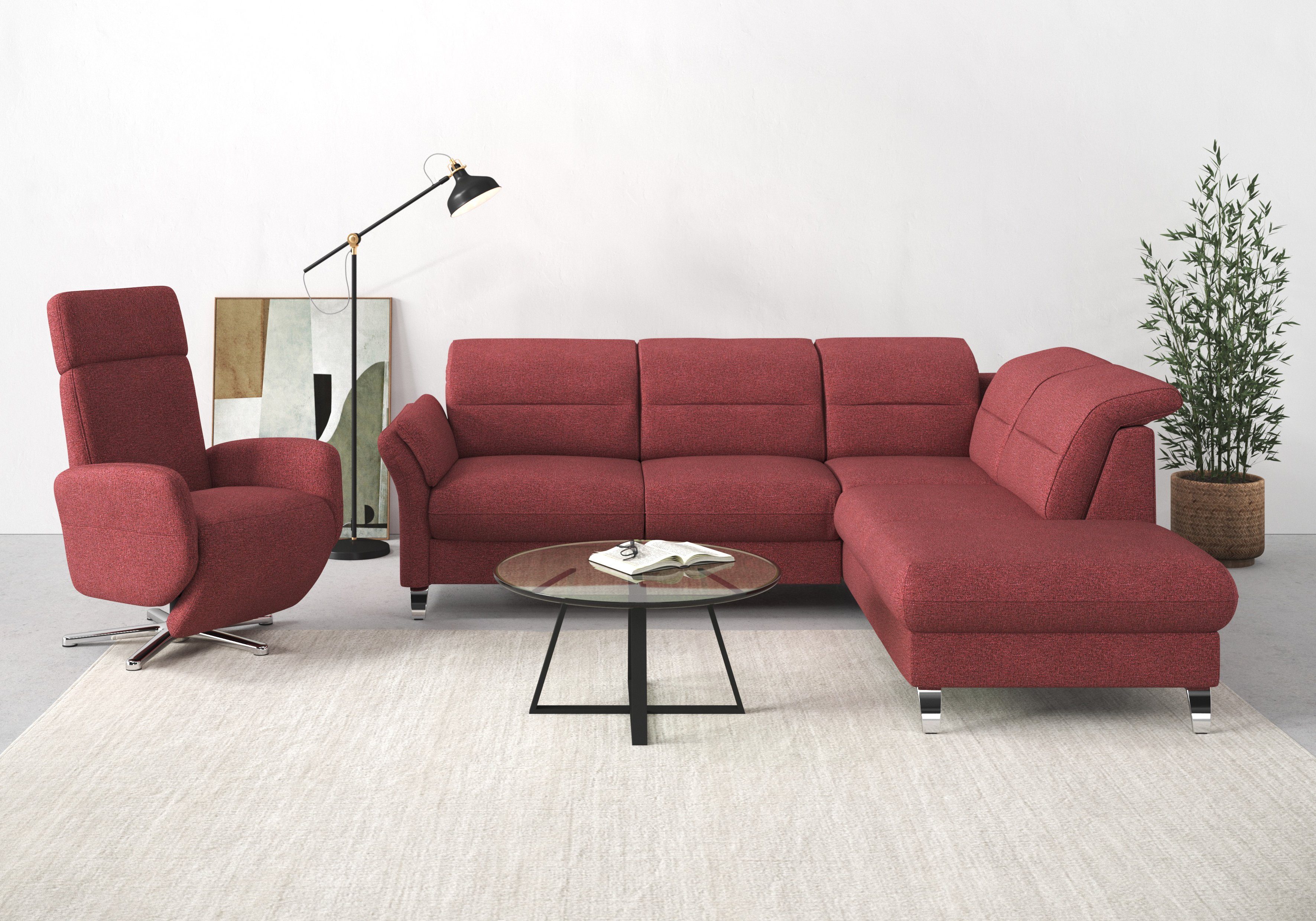 sit&more Relaxfauteuil Grenoble, incl. hoofdsteunverstelling en bekabelde afstandsbediening