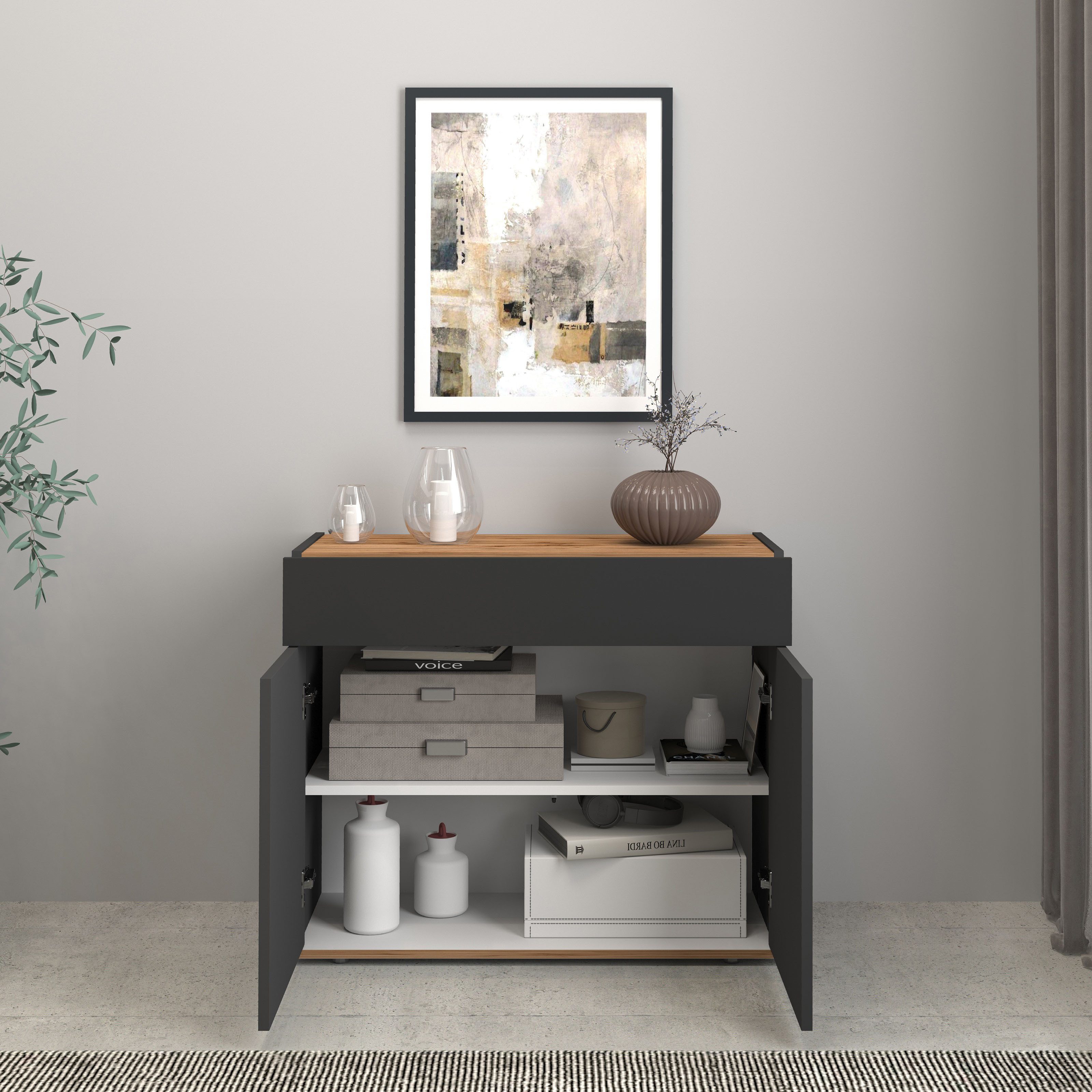 INOSIGN Dressoir Garda, Ladekast, Kast, Buffet 2 deuren, 1 lade, greeploos breedte 80,9 cm