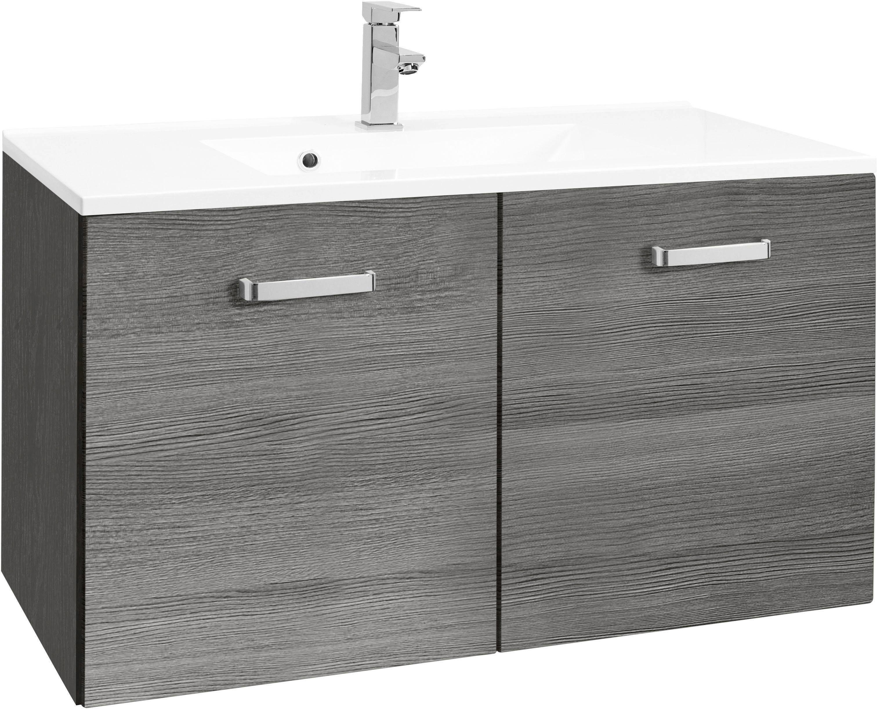 welltime Wastafelonderkast Ravenna Badkamermeubel, wastafelonderkast inclusief wasbak, breedte 60 cm onderkasten grijs