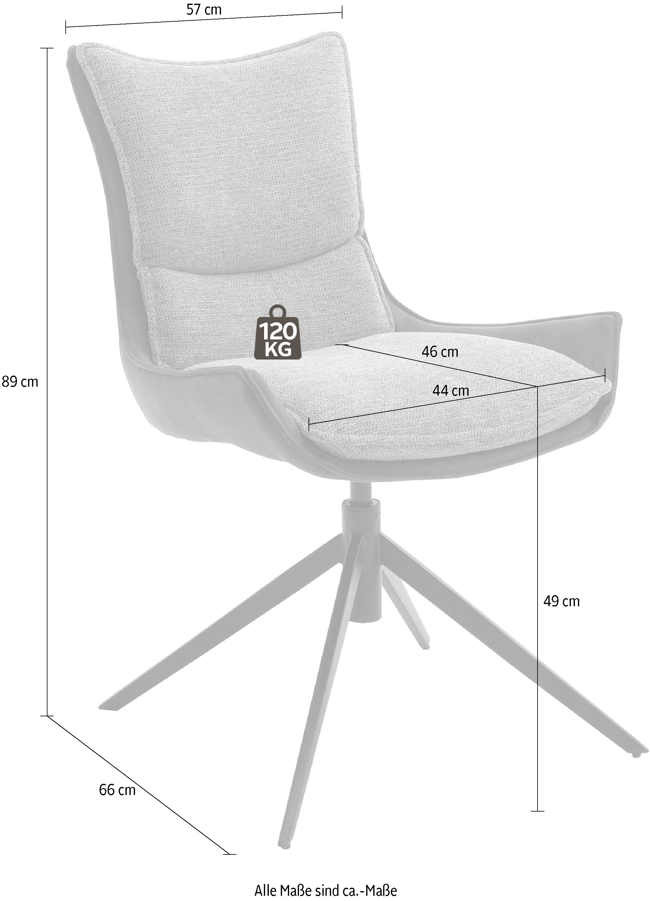 MCA furniture Stoel met 4 poten Kitami Eetkamerstoel draaibaar 360° met nivellering, bekleding, tot 120 kg (set, 2 stuks)
