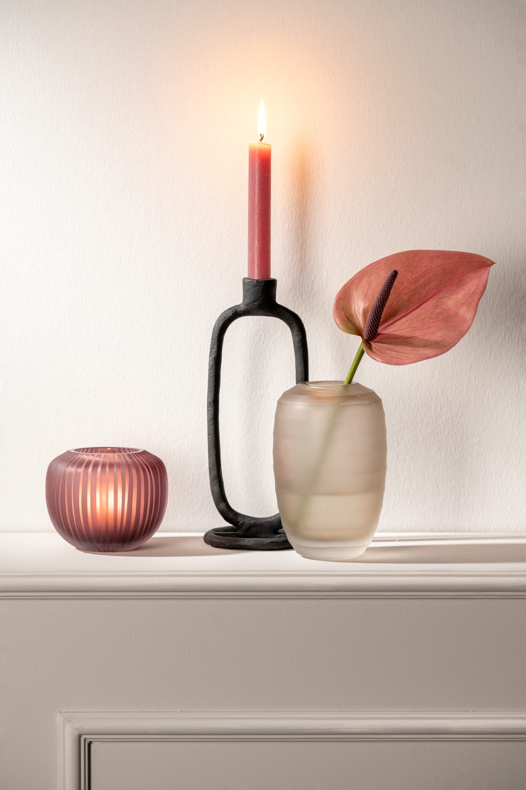 LEONARDO Tafelvaas Decoratieve vaas BELLAGIO uit glas, beige, handgemaakt (1 stuk)