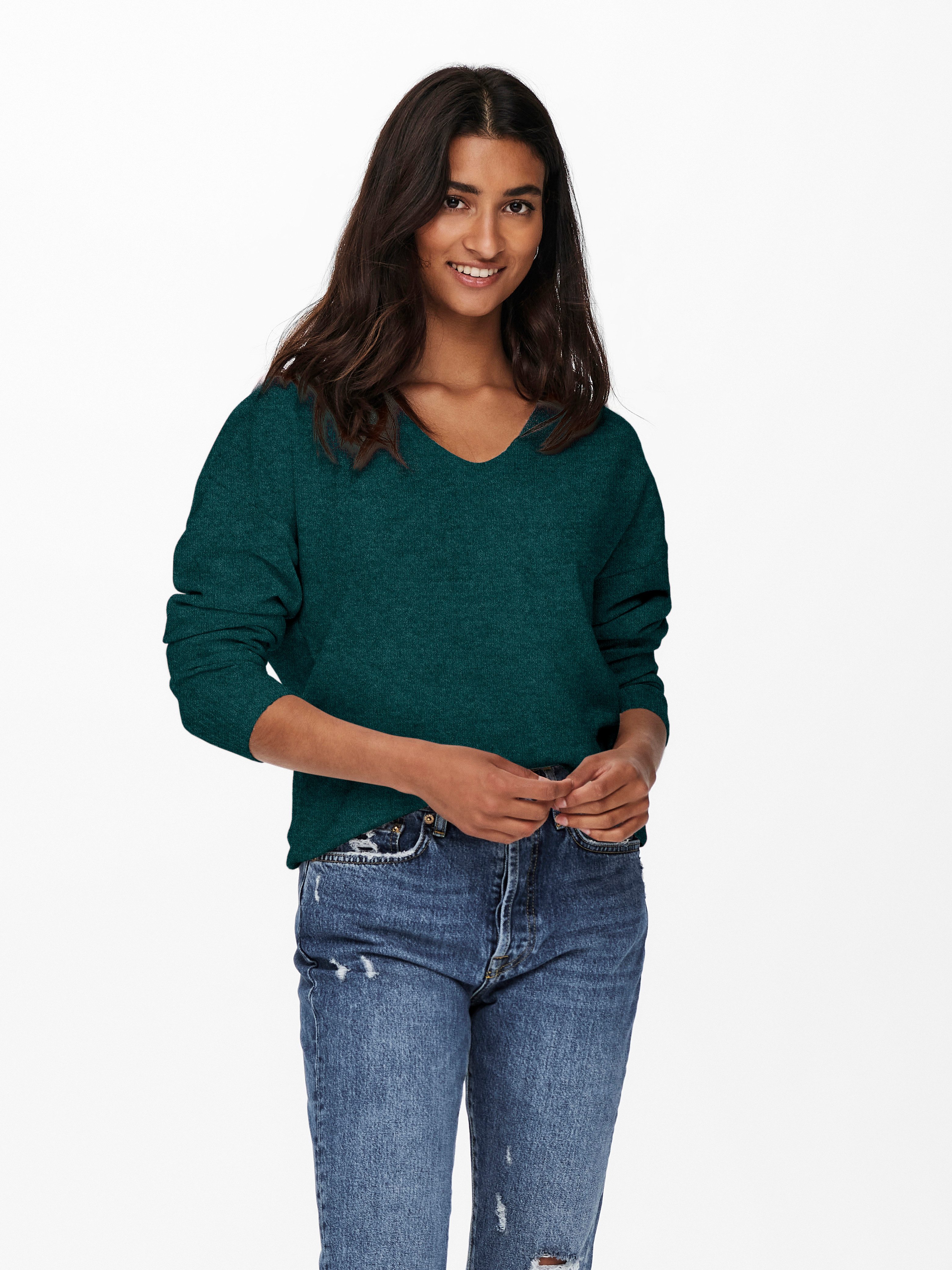 Only Trui met V-hals ONLRICA LIFE L S V-NECK PULLO KNT NOOS