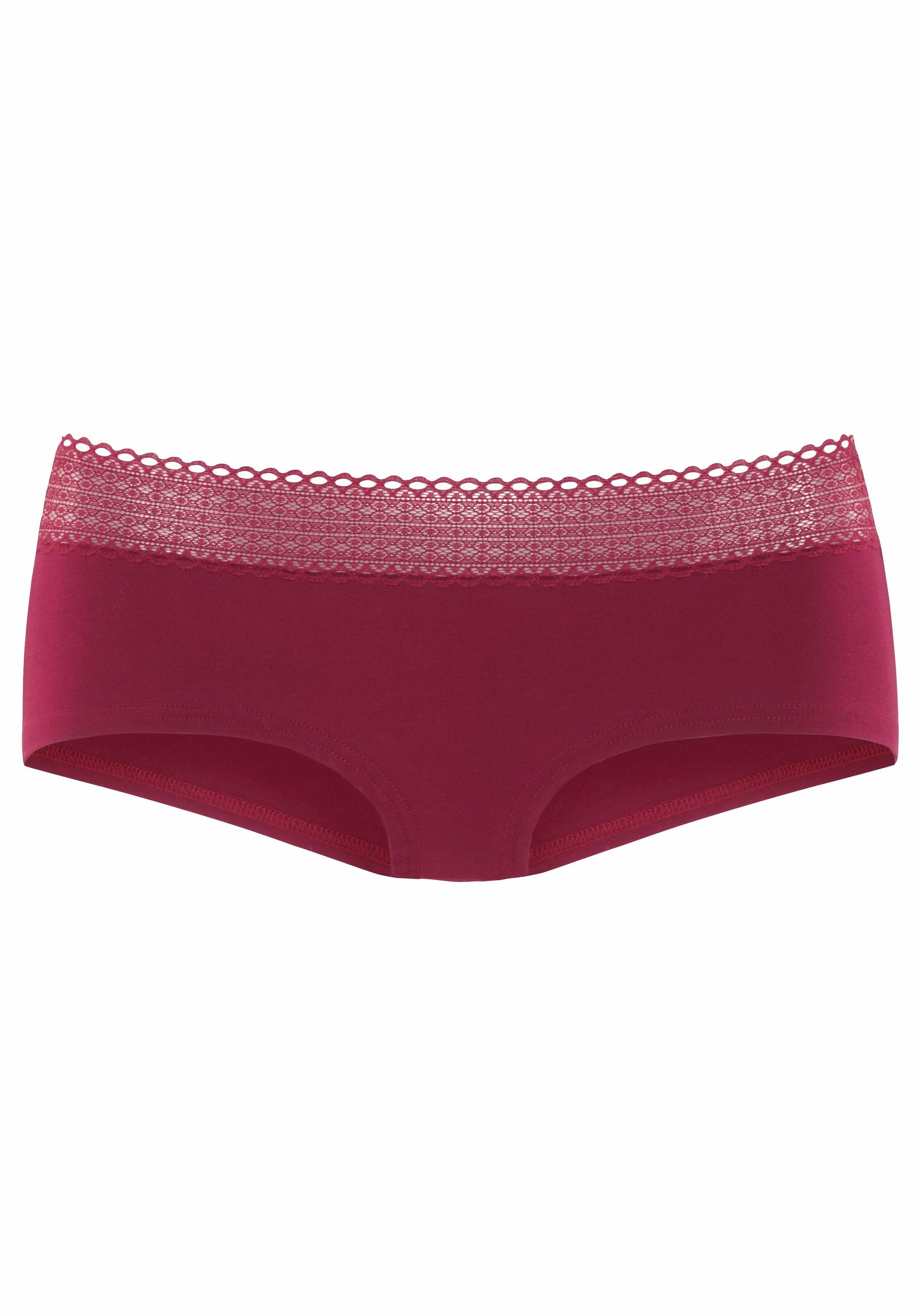 s.Oliver RED LABEL Beachwear Hipster van elastische katoen-kwaliteit met grafische kant (3 stuks)