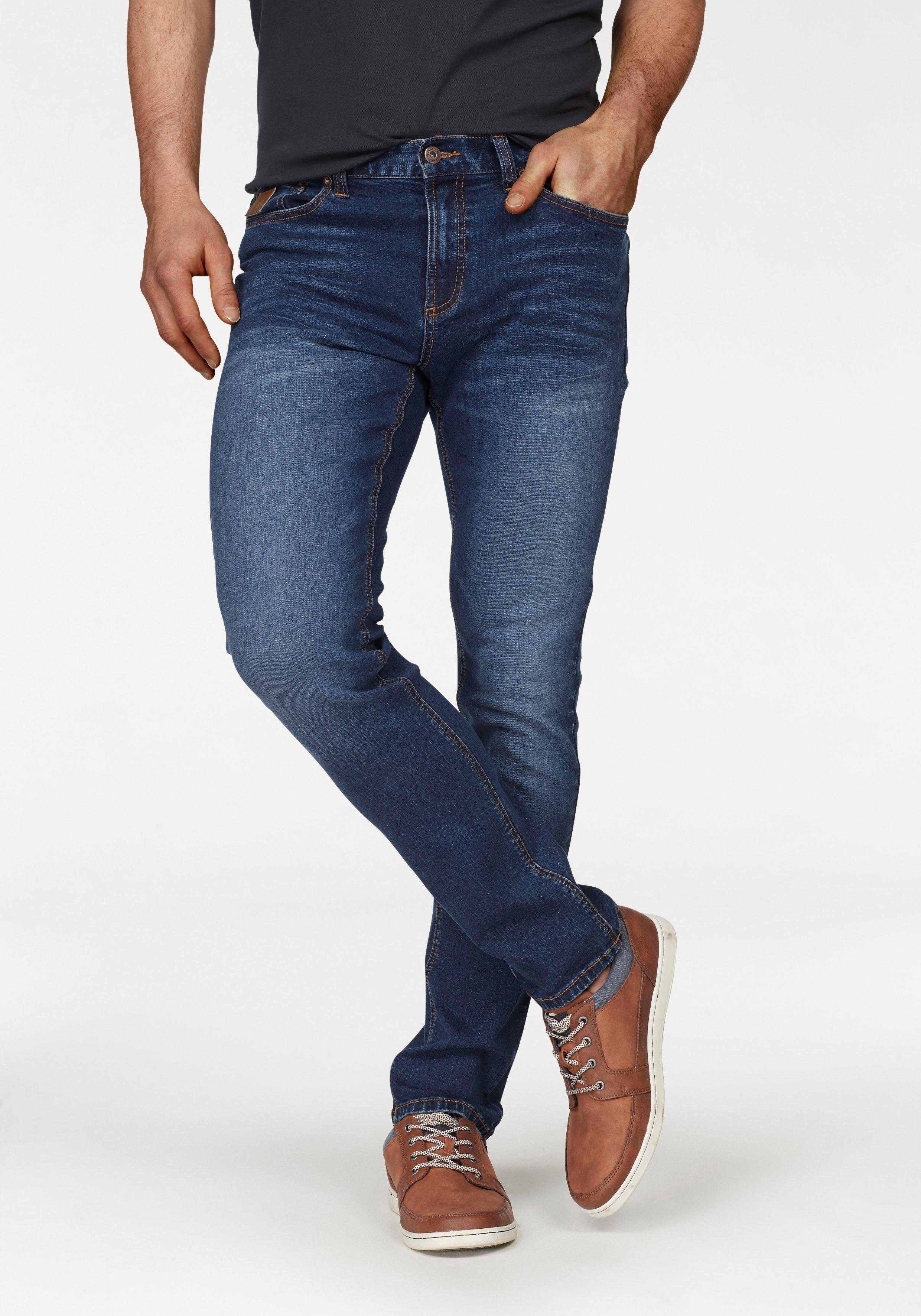 Bruno Banani Straight jeans Hutch rechte pasvorm, met destroyed-effecten, lage taillehoogte