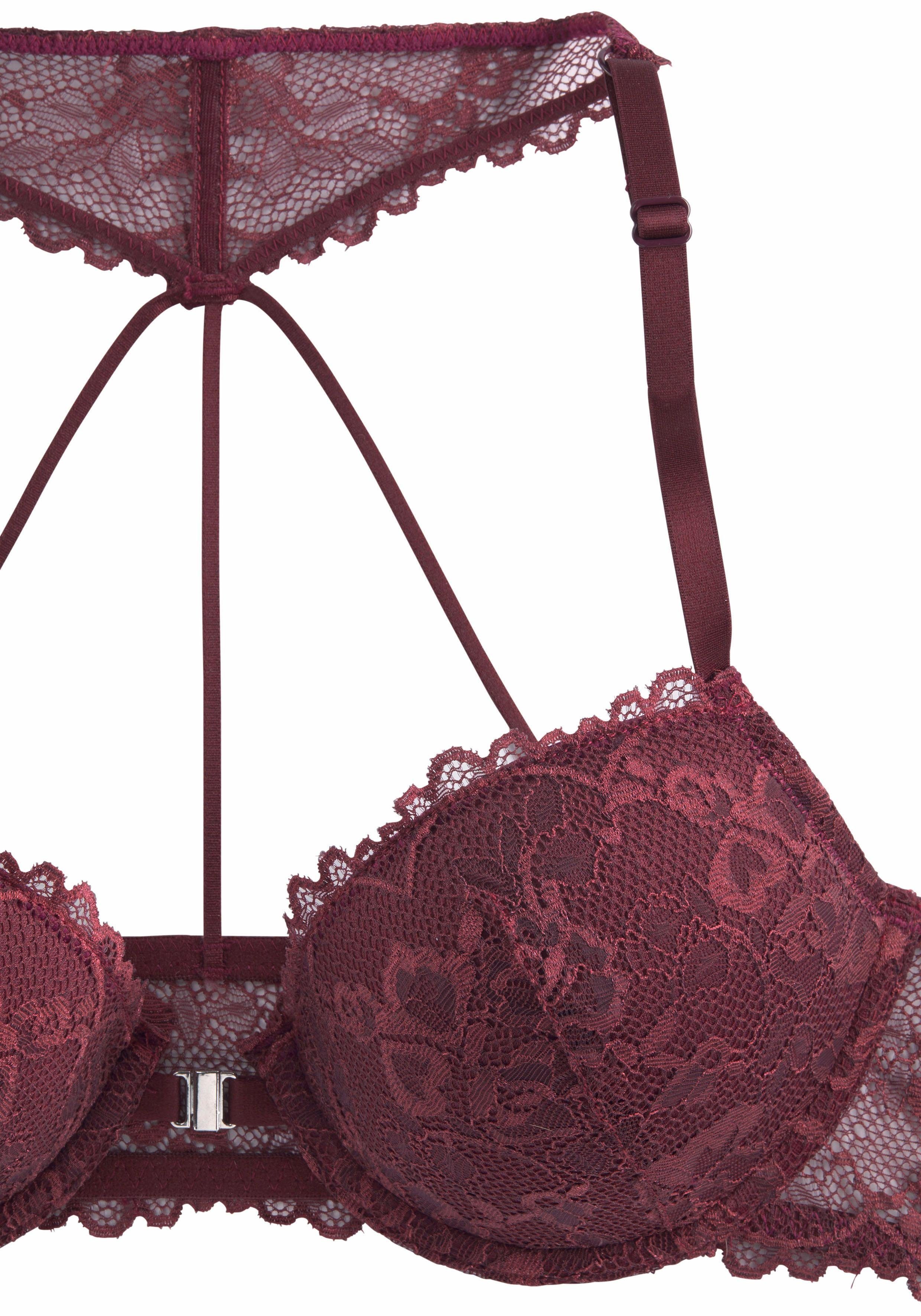 Lascana Push-up-bh met decoratieve kanten achterkant in banddesign, sexy ondergoed