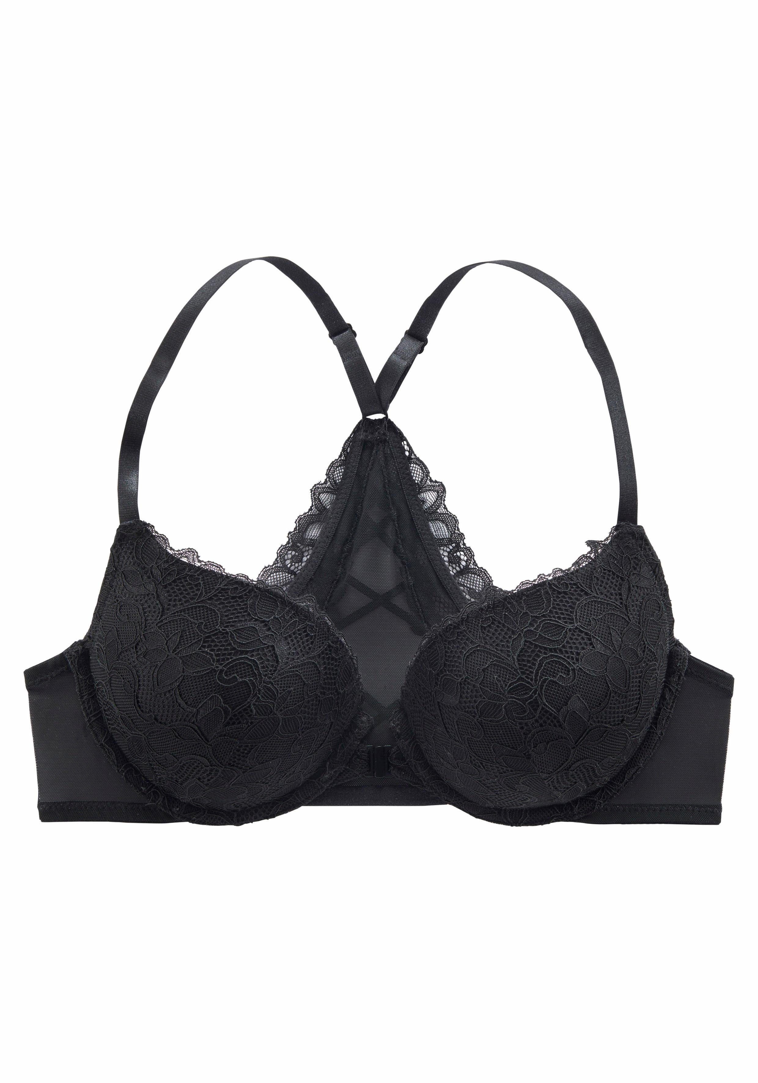 Buffalo Push-up-bh met modieuze racerback, dessous dames push-up bh's maat 75 B zwart