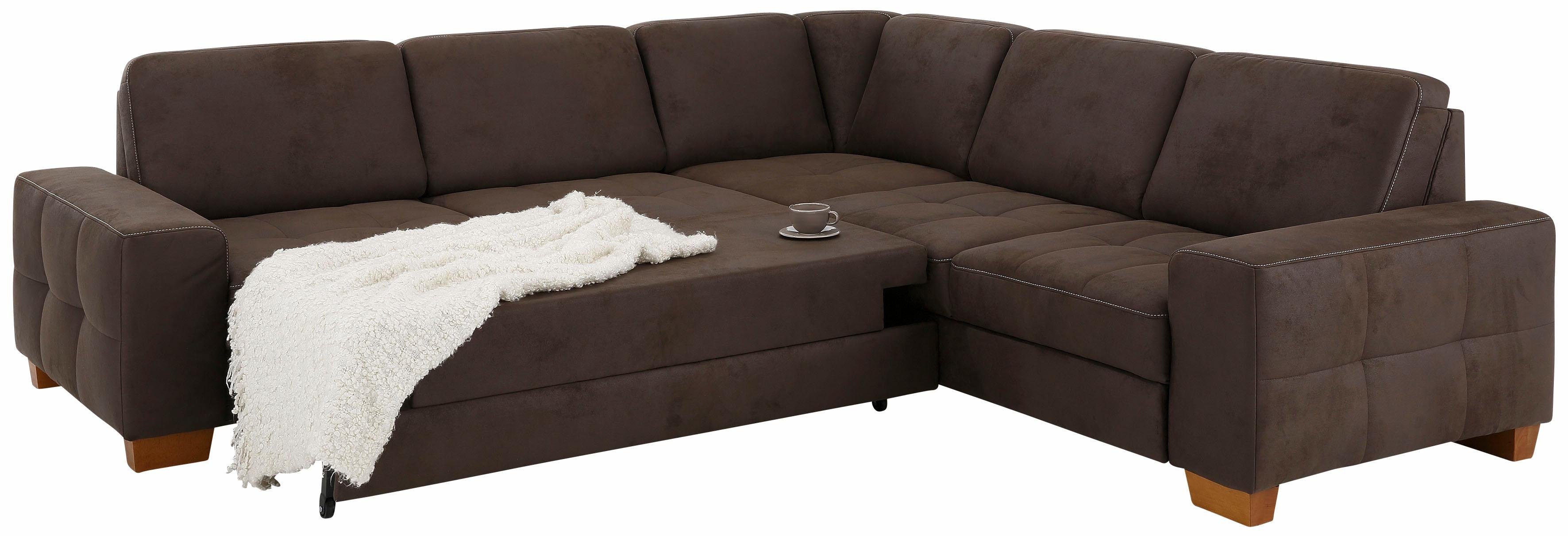 Home affaire Hoekbank Puccini L-vorm met binnenvering, zitdiepteverstelling, contrastnaad