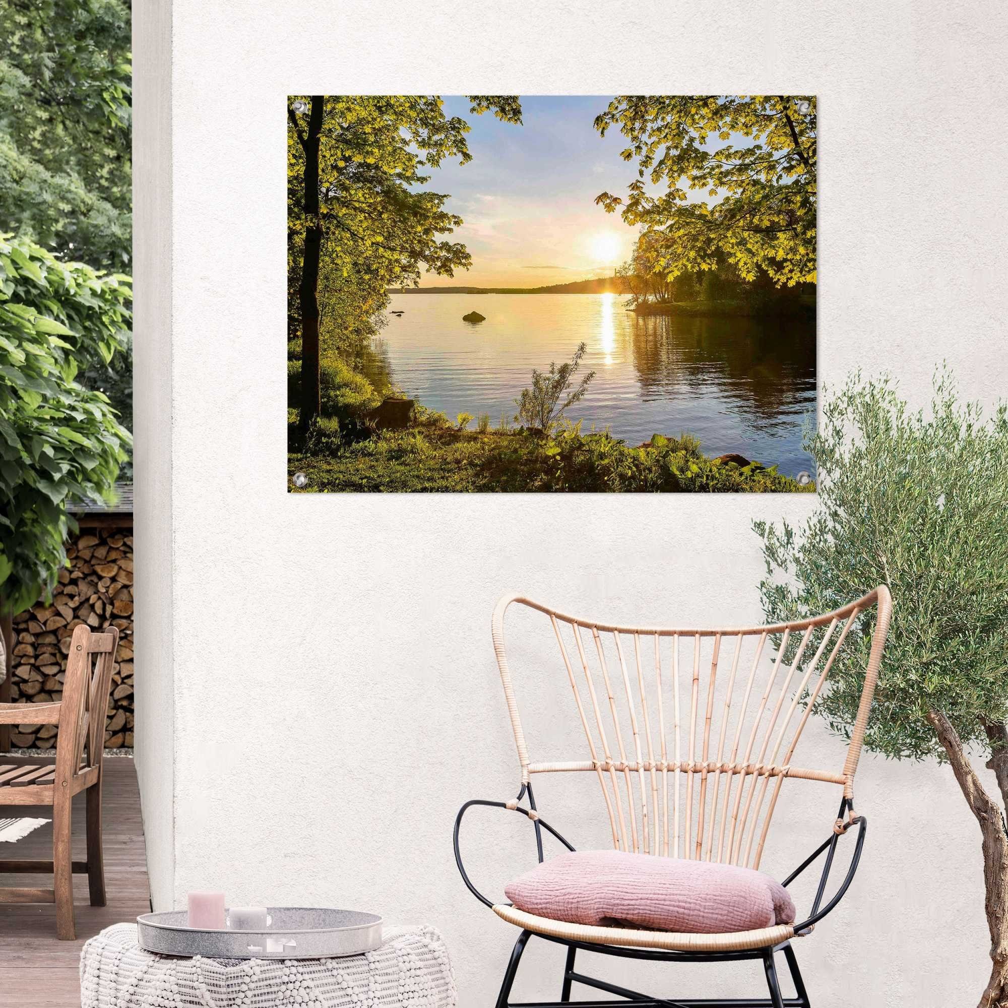 Reinders! Poster Zonsondergang aan het meer Outdoor voor tuin of balkon