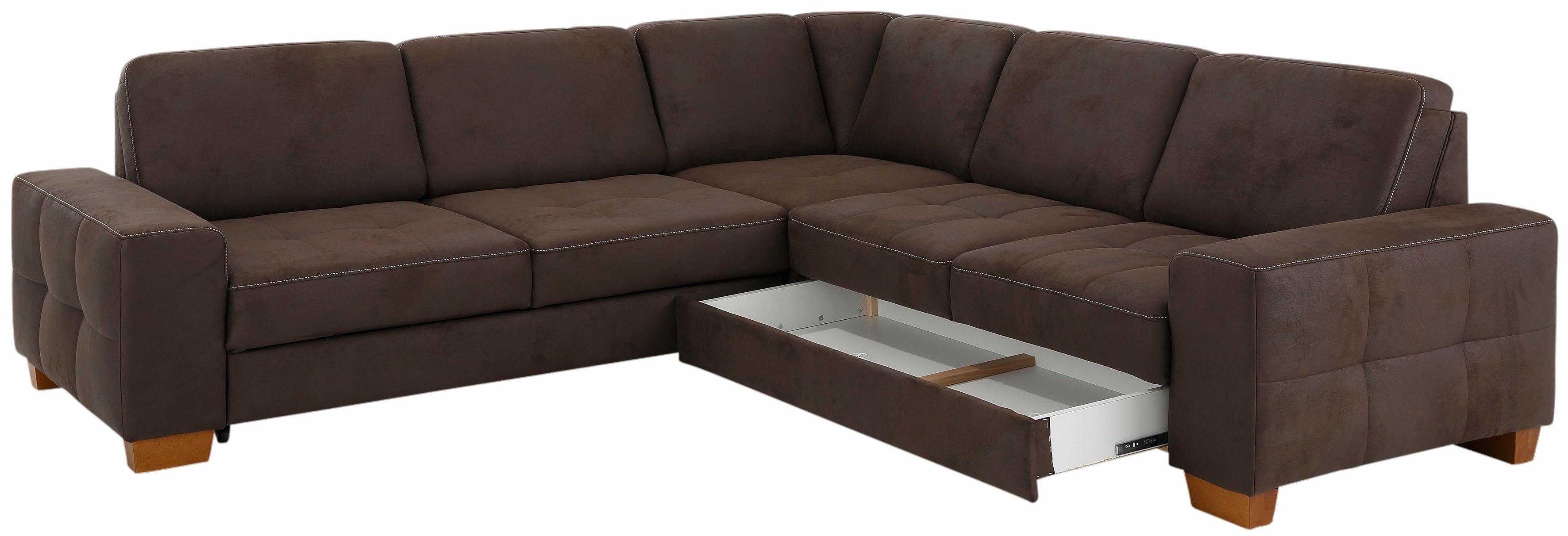 Home affaire Hoekbank Puccini L-vorm met binnenvering, zitdiepteverstelling, contrastnaad