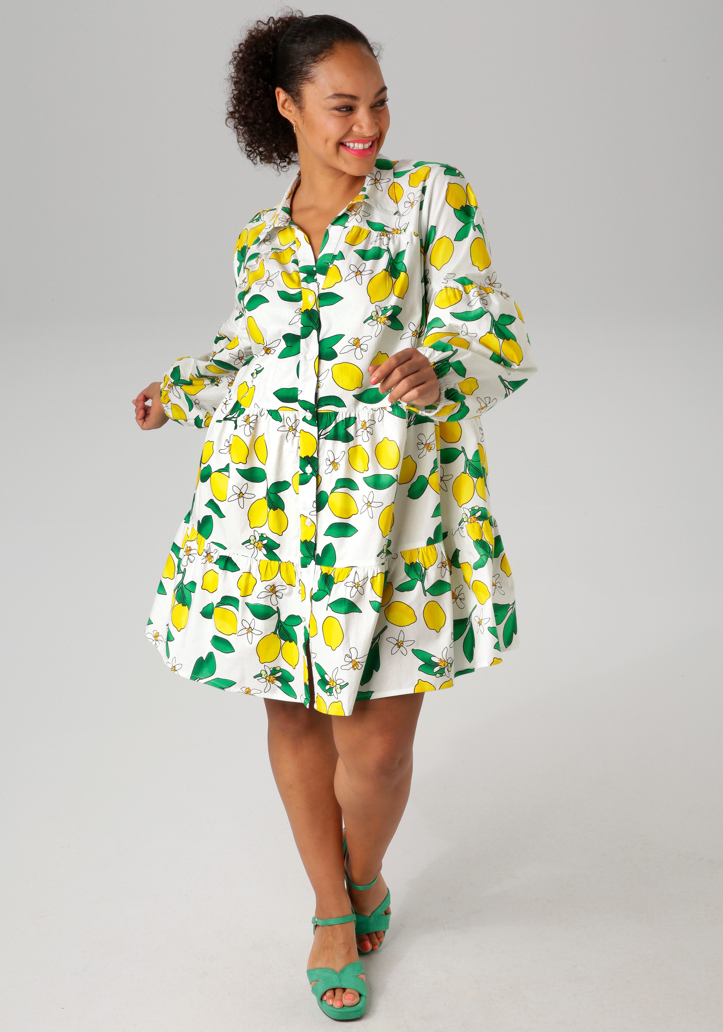 Aniston PLUS Lange tuniek in effen kleuren of met citroenprint - nieuwe collectie