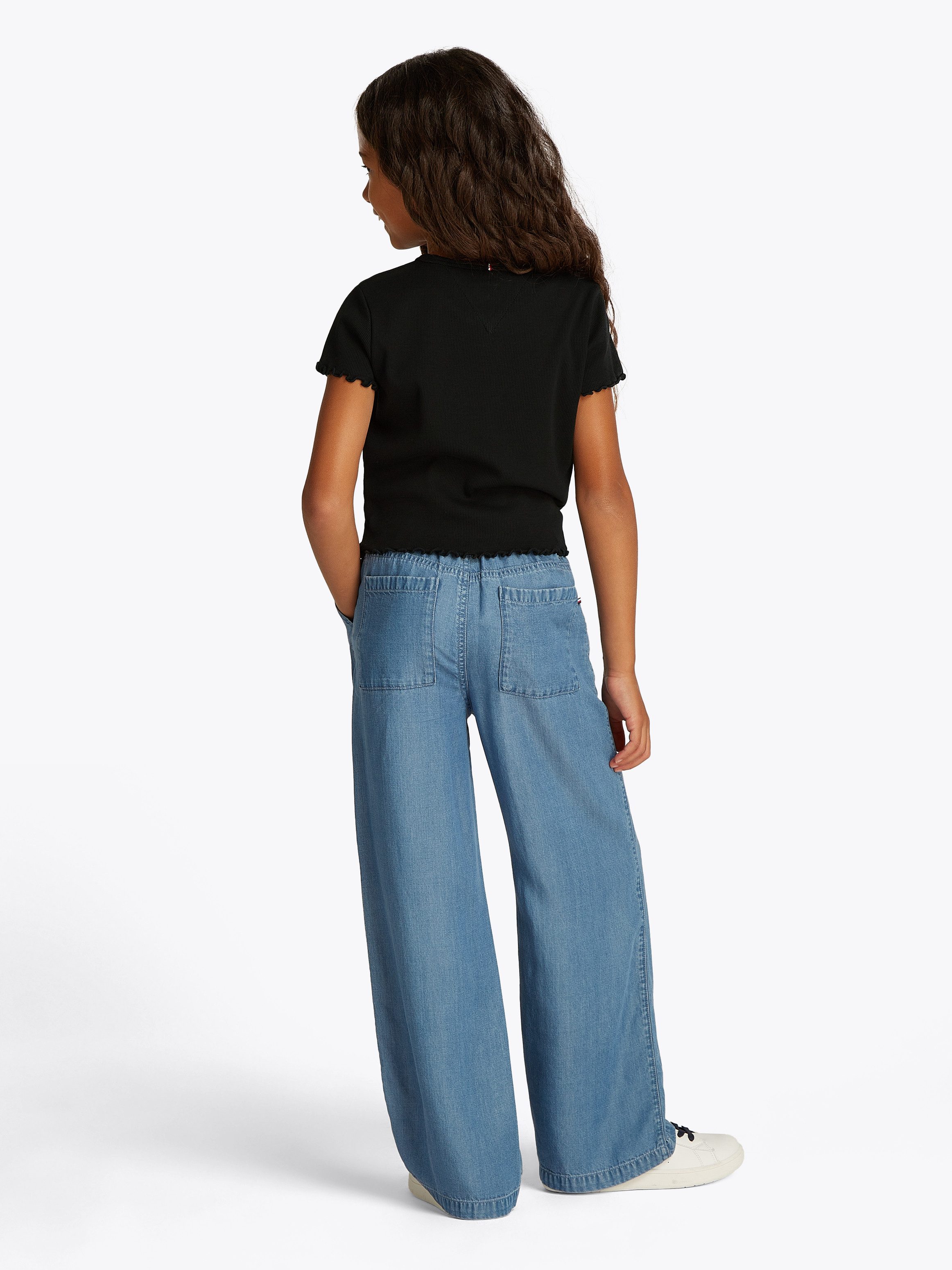 Tommy Hilfiger T-shirt ESSENTIAL RIB TOP SS met babylock-randen, met logo-borduursel