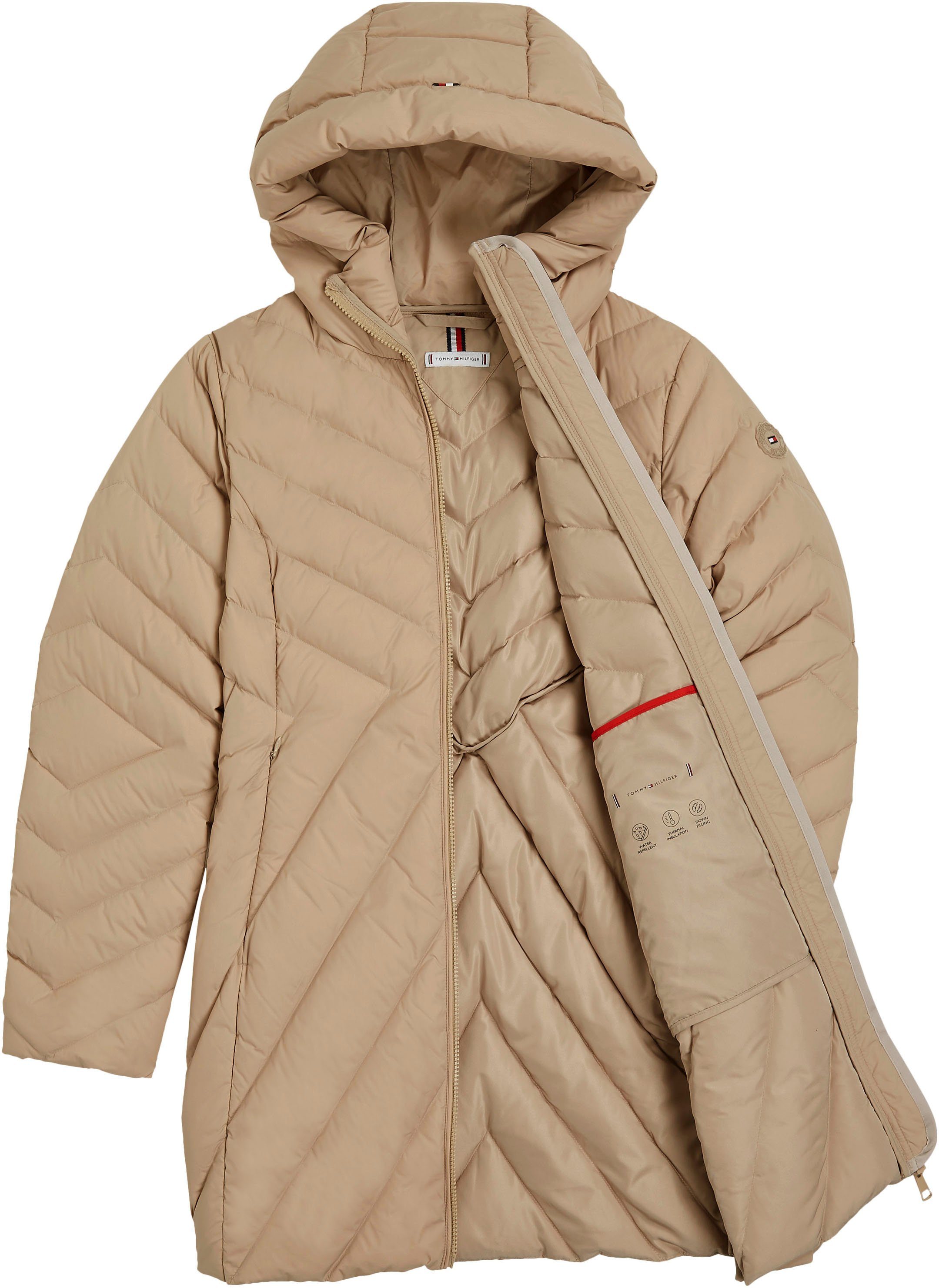 Tommy Hilfiger Gewatteerde jas CHEVRON MW PADDED COAT met gemiddelde vulling en merklabel