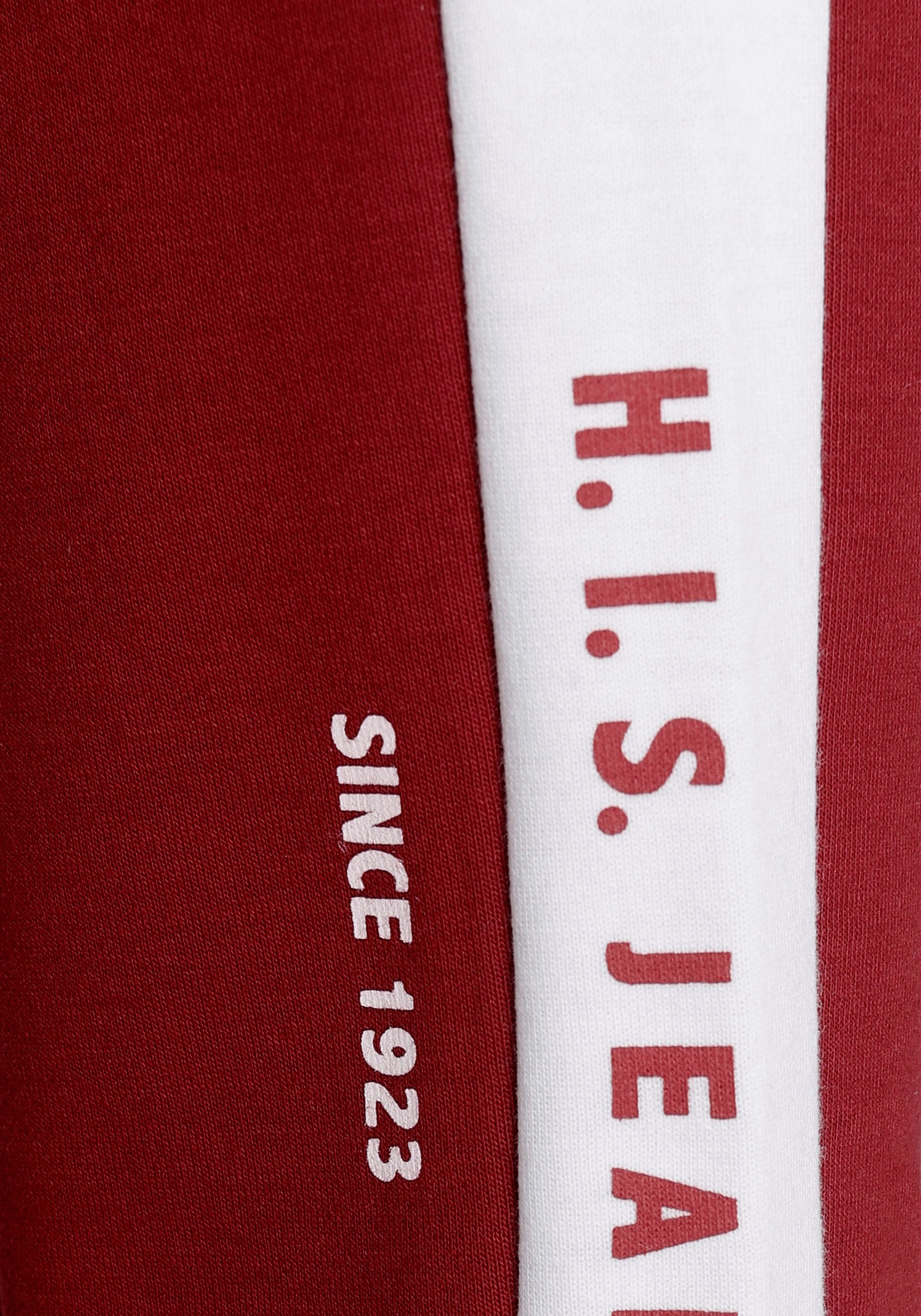 H.I.S Relaxbroek met witte zijstreep en logoprint, loungepak