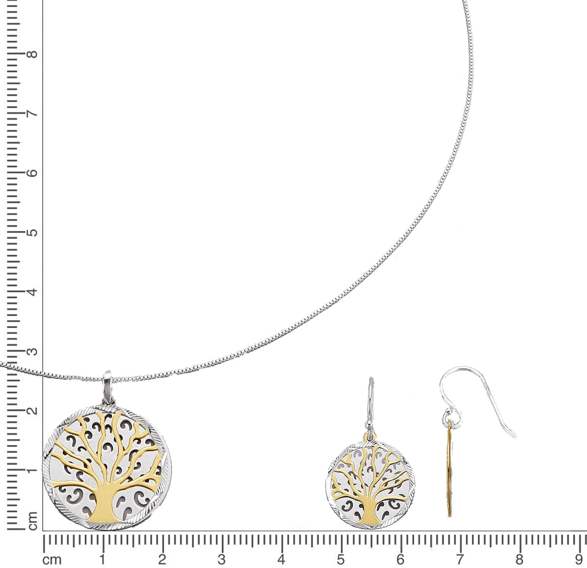 Firetti Oorring- en kettingenset Multipack sieraden cadeau zilverkleur 925 halsketting oorhaken levensboom (set, 4-delig)