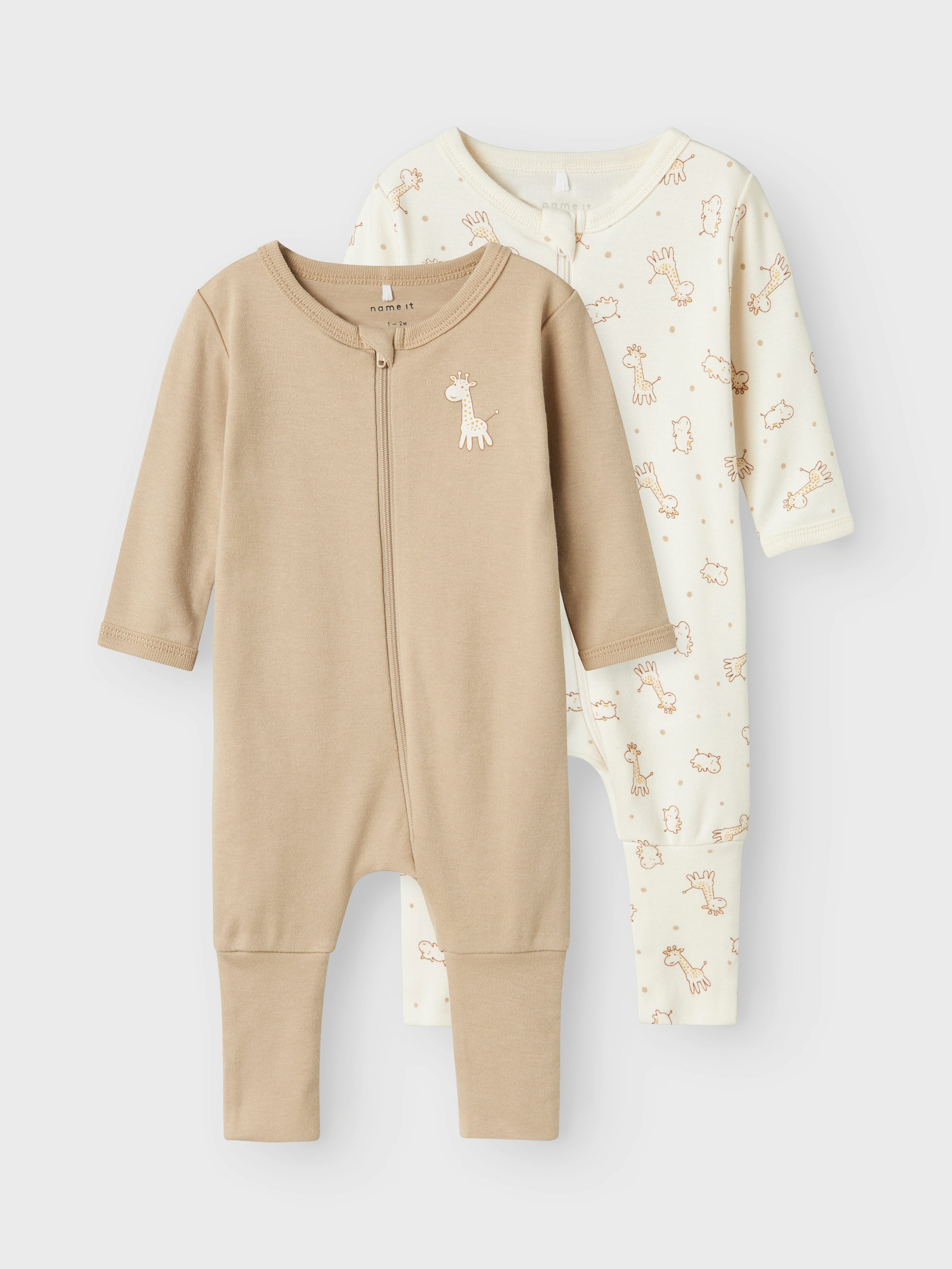 Name It Slaaponesie NBNNIGHTSUIT 2P ZIP FF JET GIRAFFE NOOS (set, 2-delig)