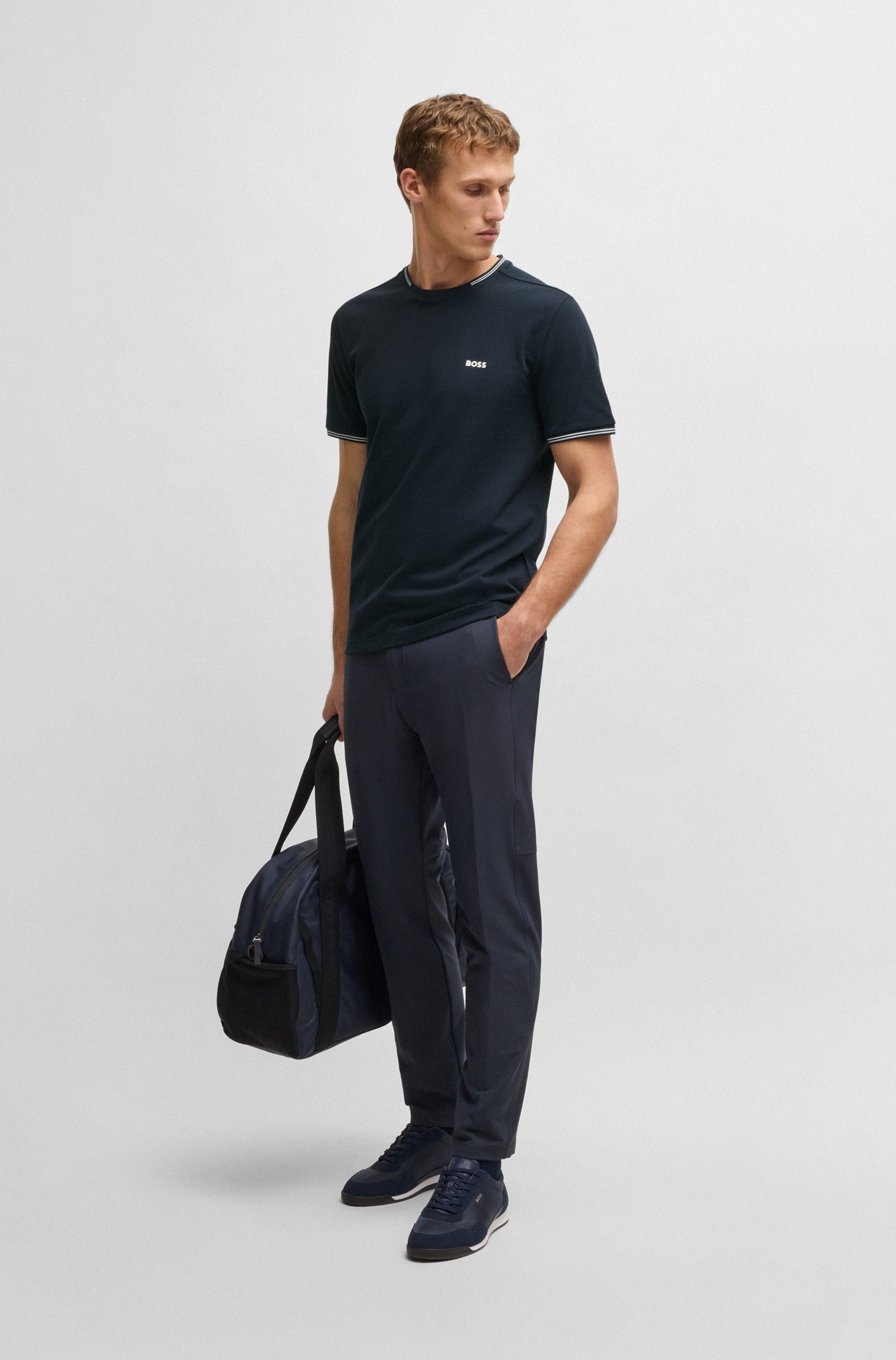 BOSS GREEN T-shirt Taul met contrasterende streepdetails
