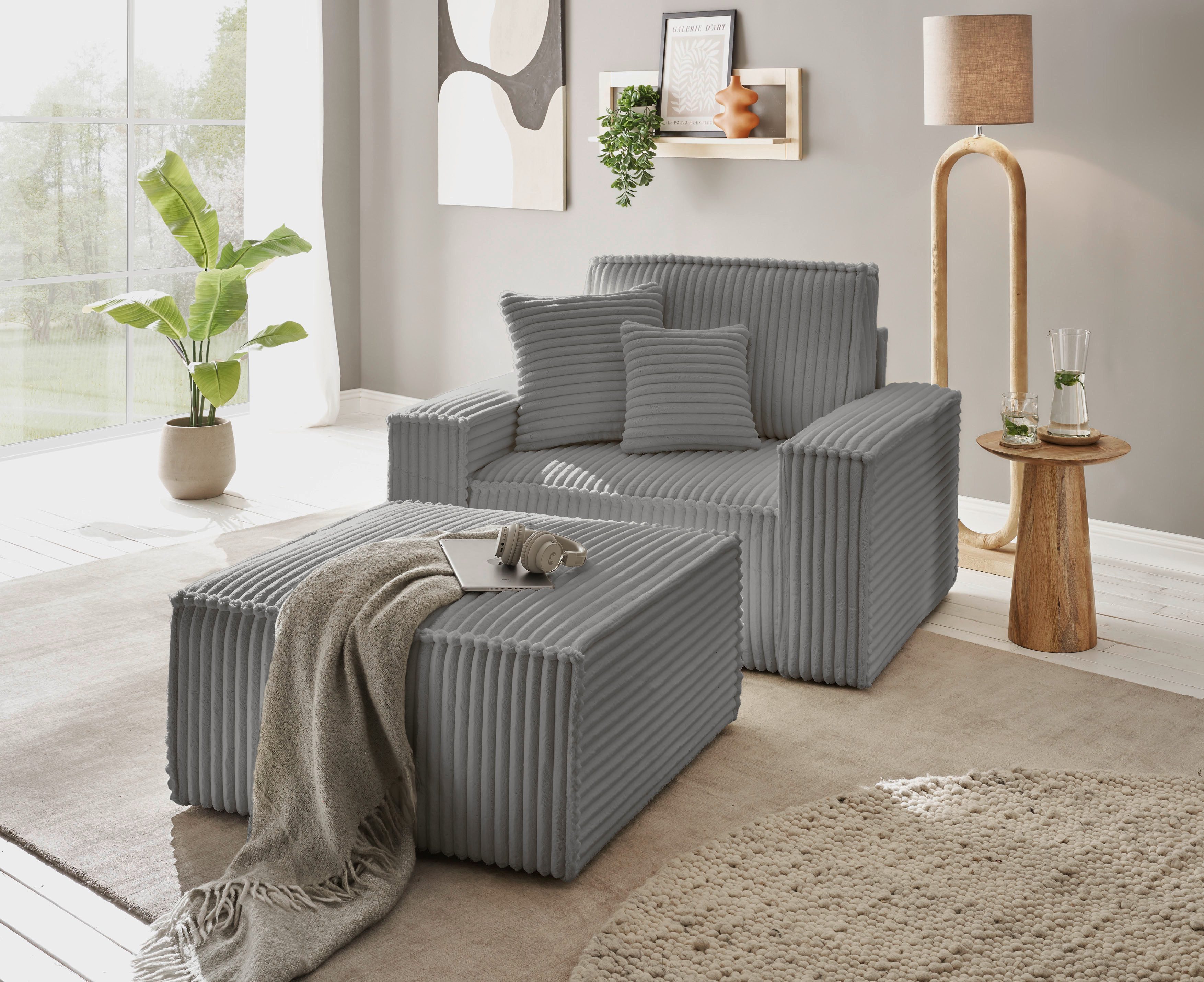andas Loveseat Finnley Loveseat en hocker als set, passend bij de bekleding-serie Finnley (2-delig)