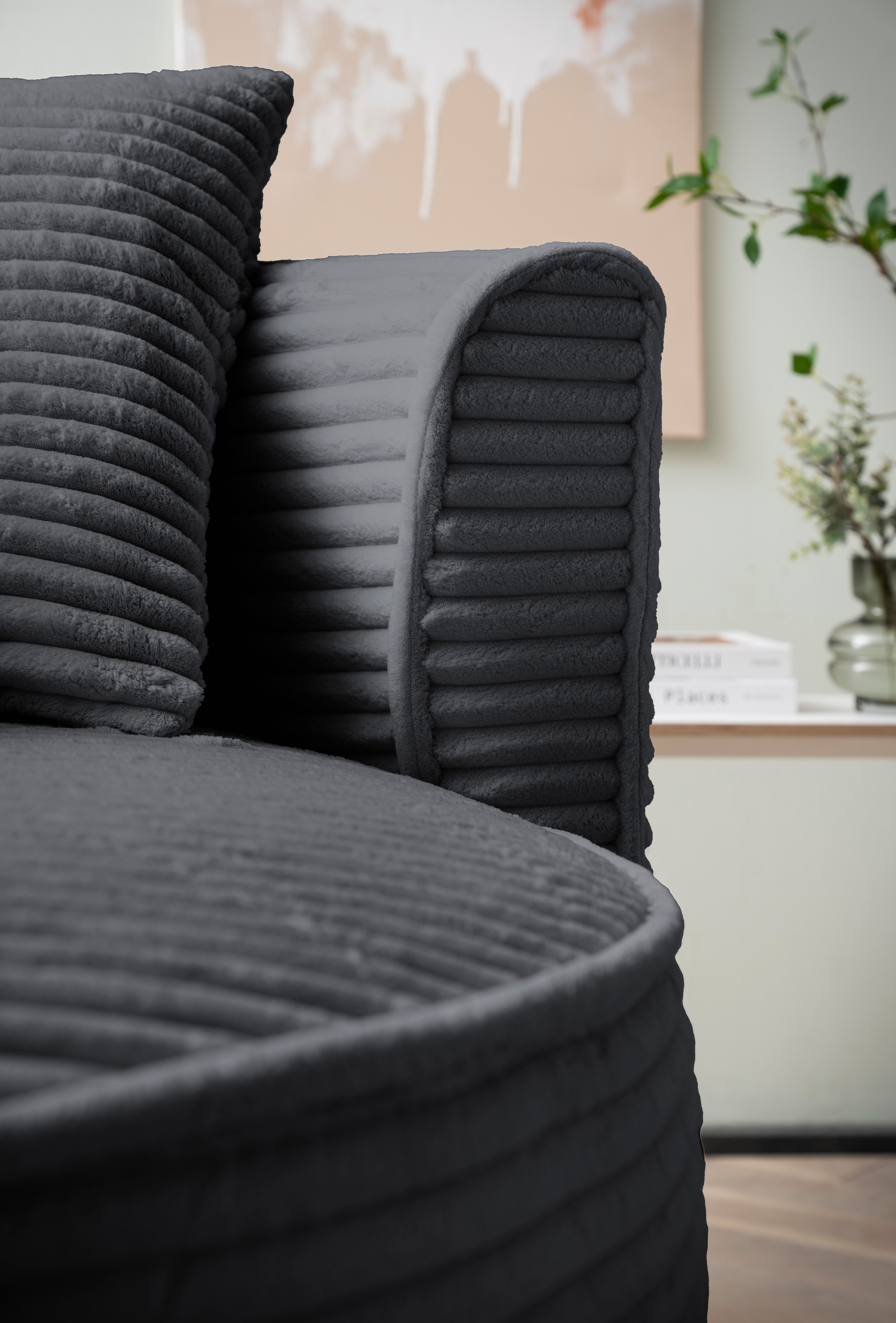 LeGer Home by Lena Gercke XXL-fauteuil Isalie, ronde stoel met voetensteun, leesstoel, loveseat, grote stoel (set)