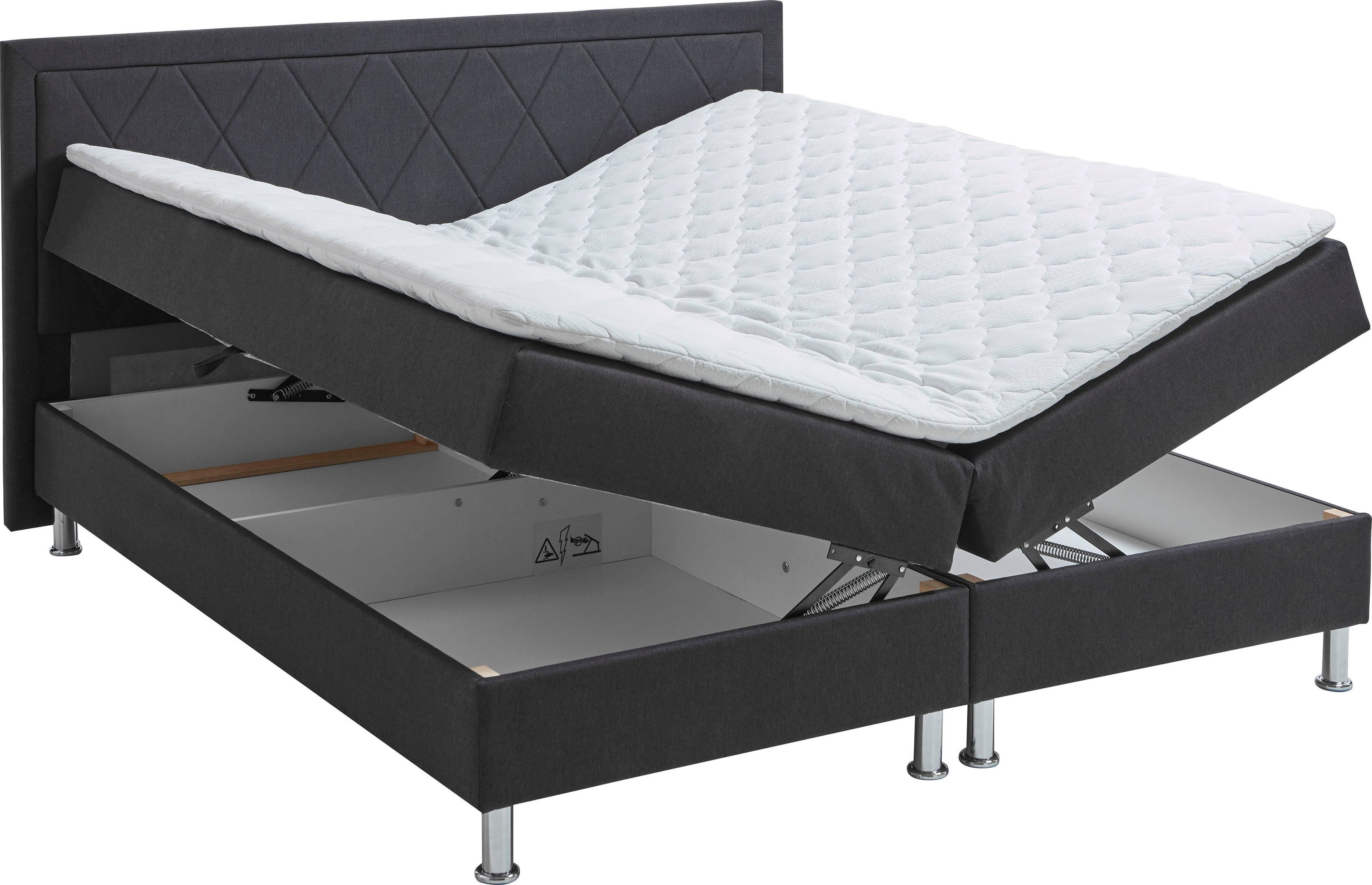 ATLANTIC home collection Boxspring Helen Pocketveringsmatras en topmatras, naar keuze met bedkist