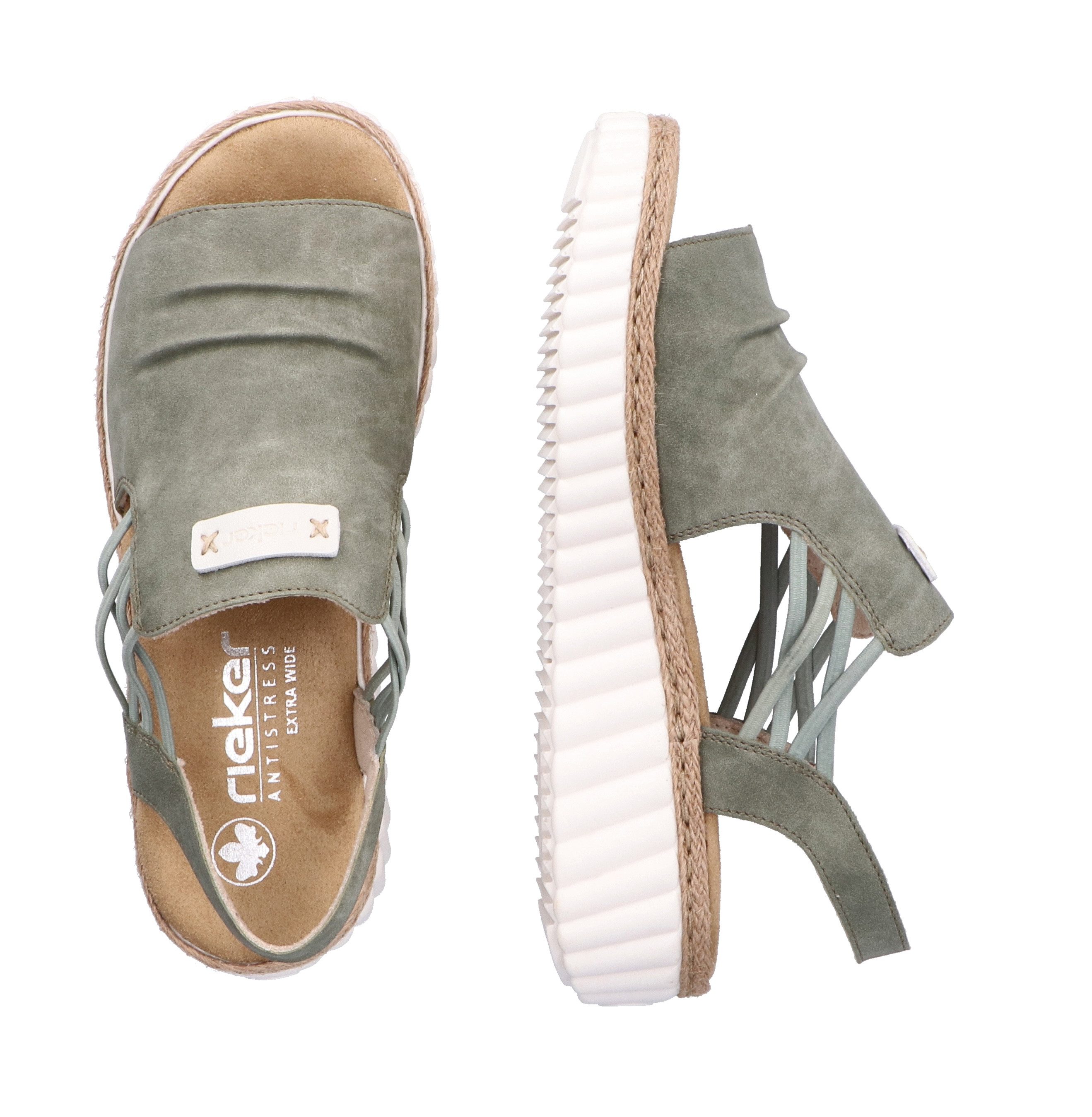 Rieker Plateausandalen , wedge sandaal, zomerschoen met jute rand aan de loopzool