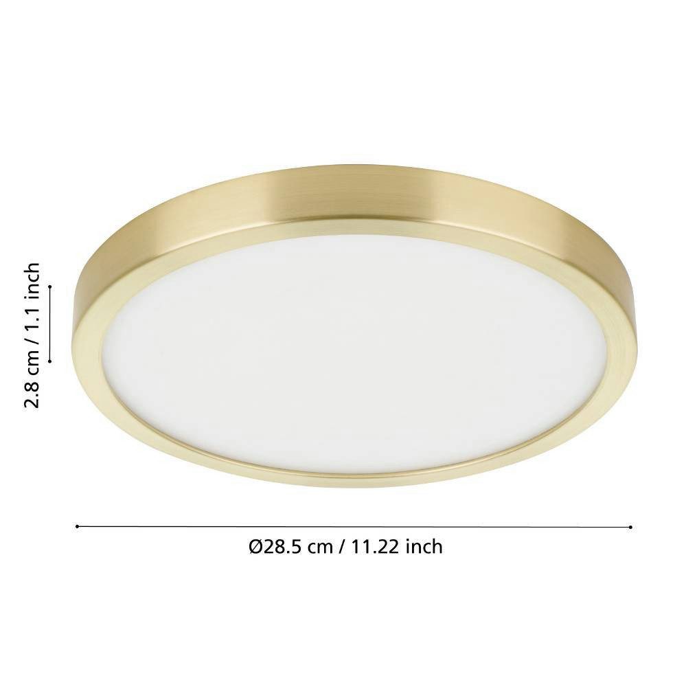 EGLO Plafondlamp FUEVA 5 plafondlamp, messing, lage opbouwhoogte, 20 watt, rond Plafondlamp 28,5 cm, plafondlamp in messing van staal en kunststof (1 stuk)