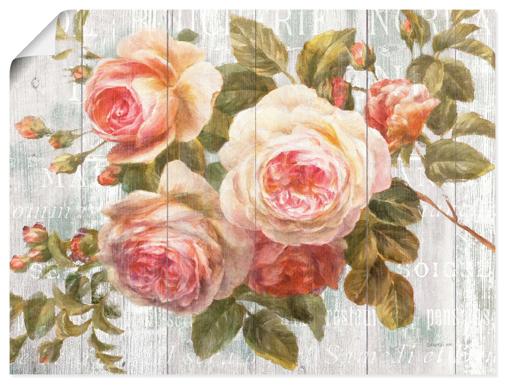 Artland artprint Vintage Rosen auf Holz