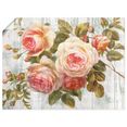 artland artprint vintage rozen op hout in vele afmetingen  productsoorten -artprint op linnen, poster, muursticker - wandfolie ook geschikt voor de badkamer (1 stuk) roze