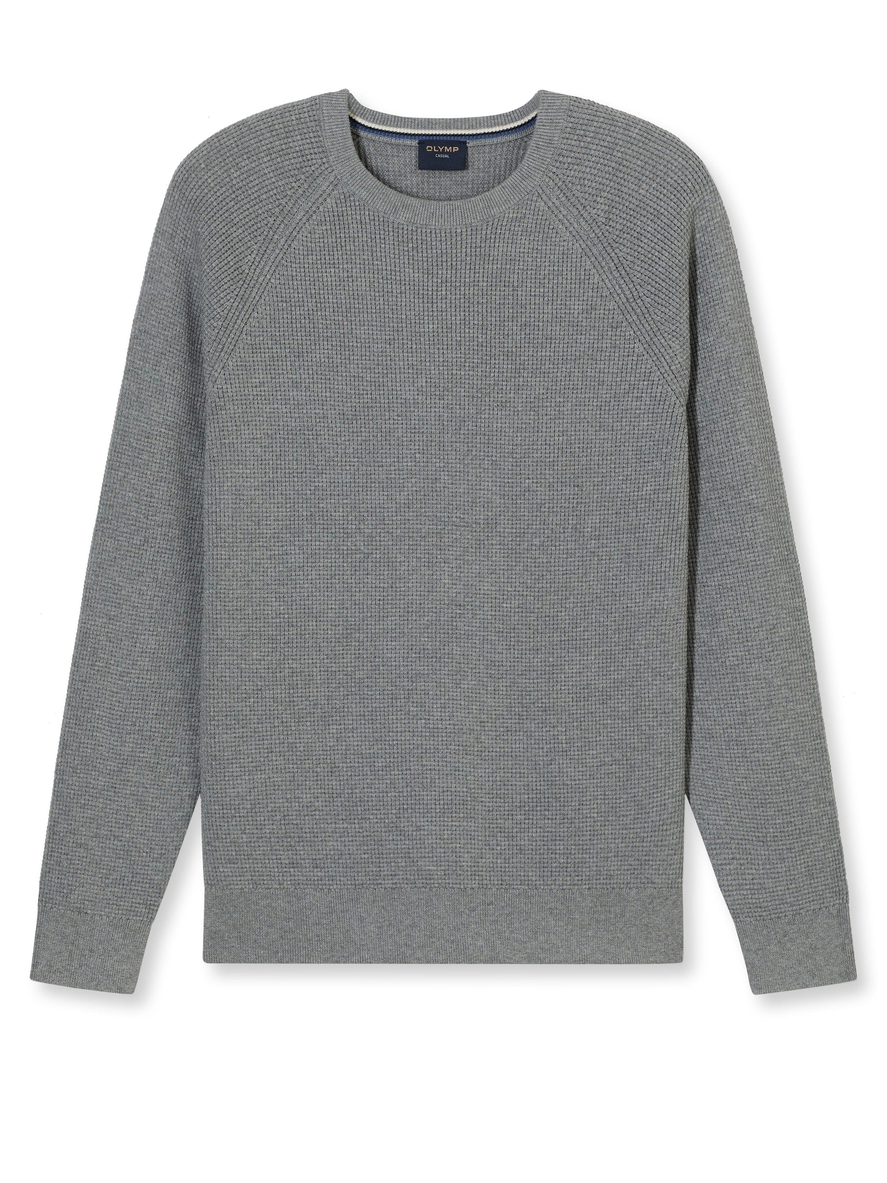 OLYMP Trui met ronde hals Waffle Structure Ronde hals, casual, effen, regular fit