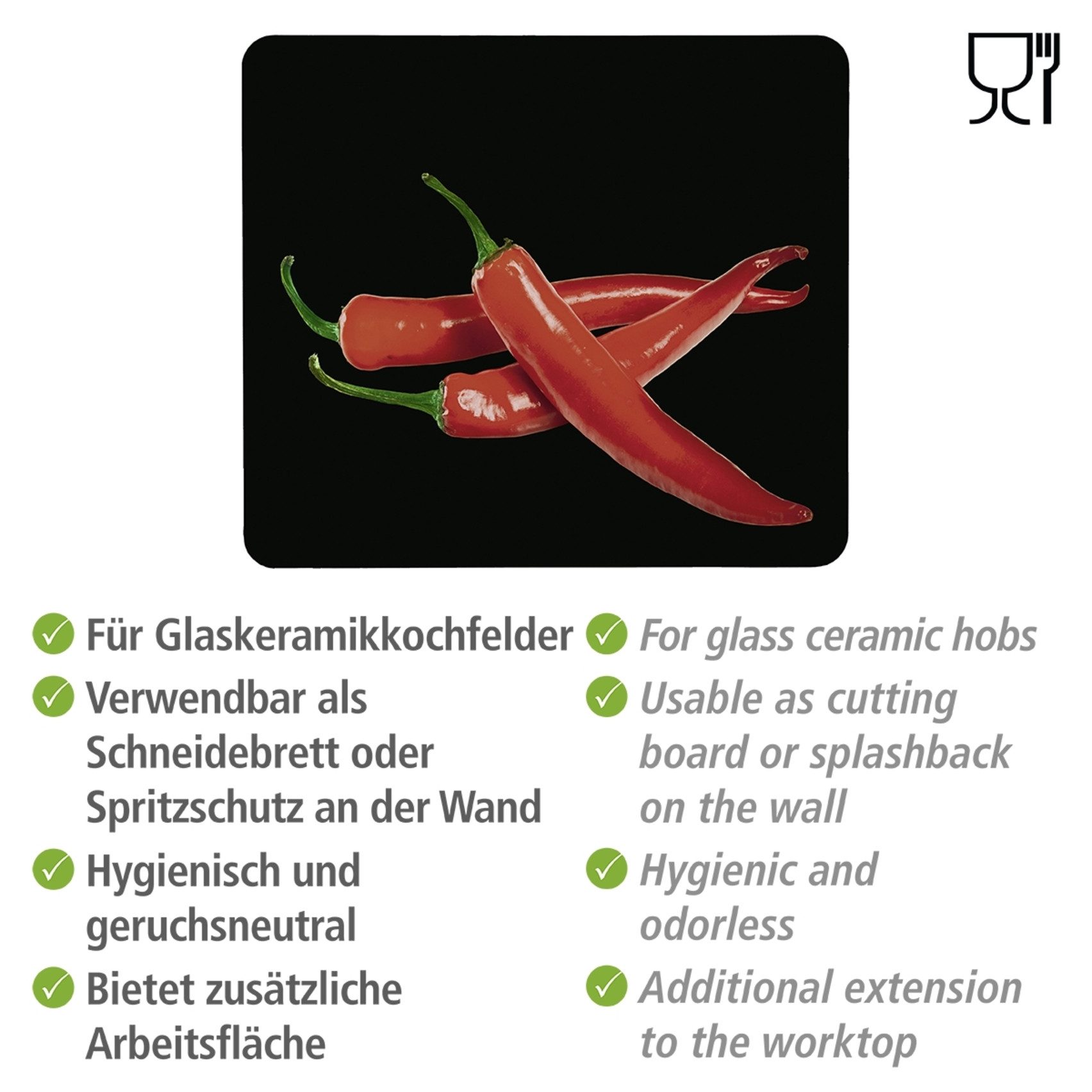 WENKO Kookplaatdeksel Model Hot Peperoni los werkblad te gebruiken (1-delig)