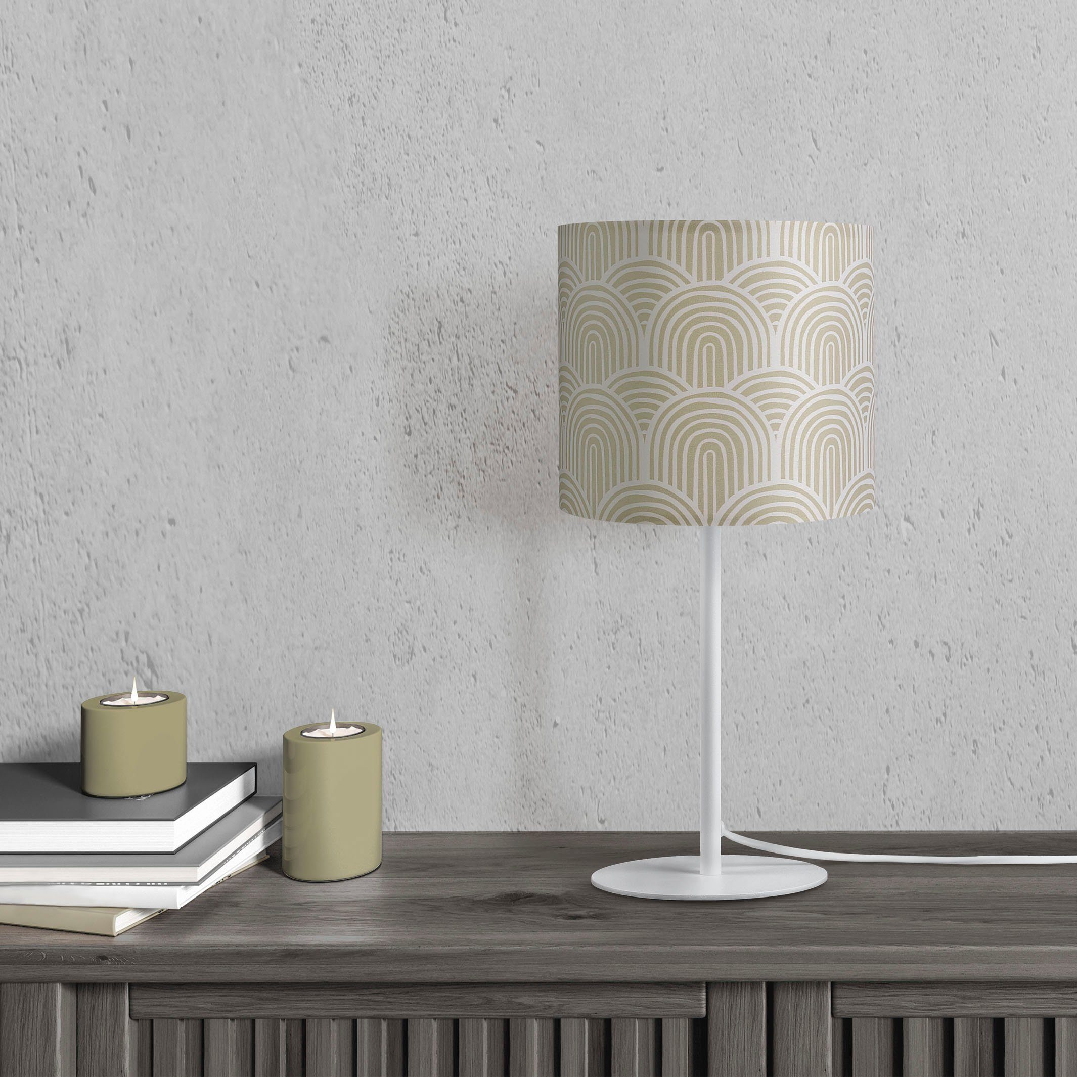 Paco Home Tafellamp Luca Pillar Met kap woonkamer nacht modern uni E14