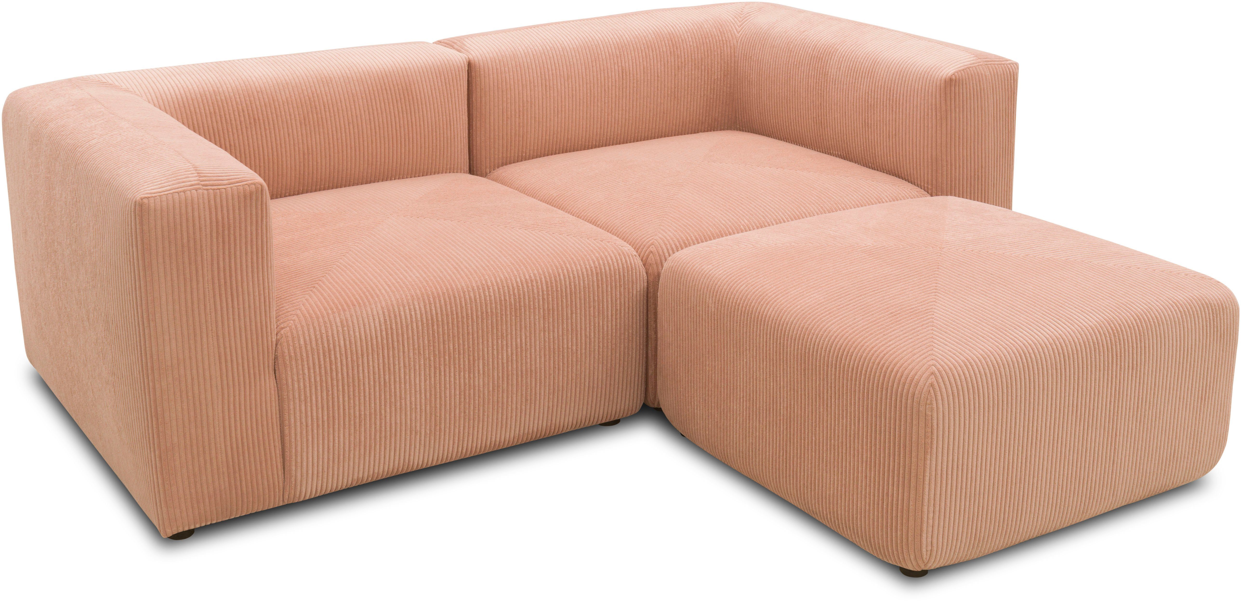 RAUM.ID Hoekbank Gerrid L-vorm Cord, modulaire bank, bestaand uit 2 hoekelementen + 1 hocker