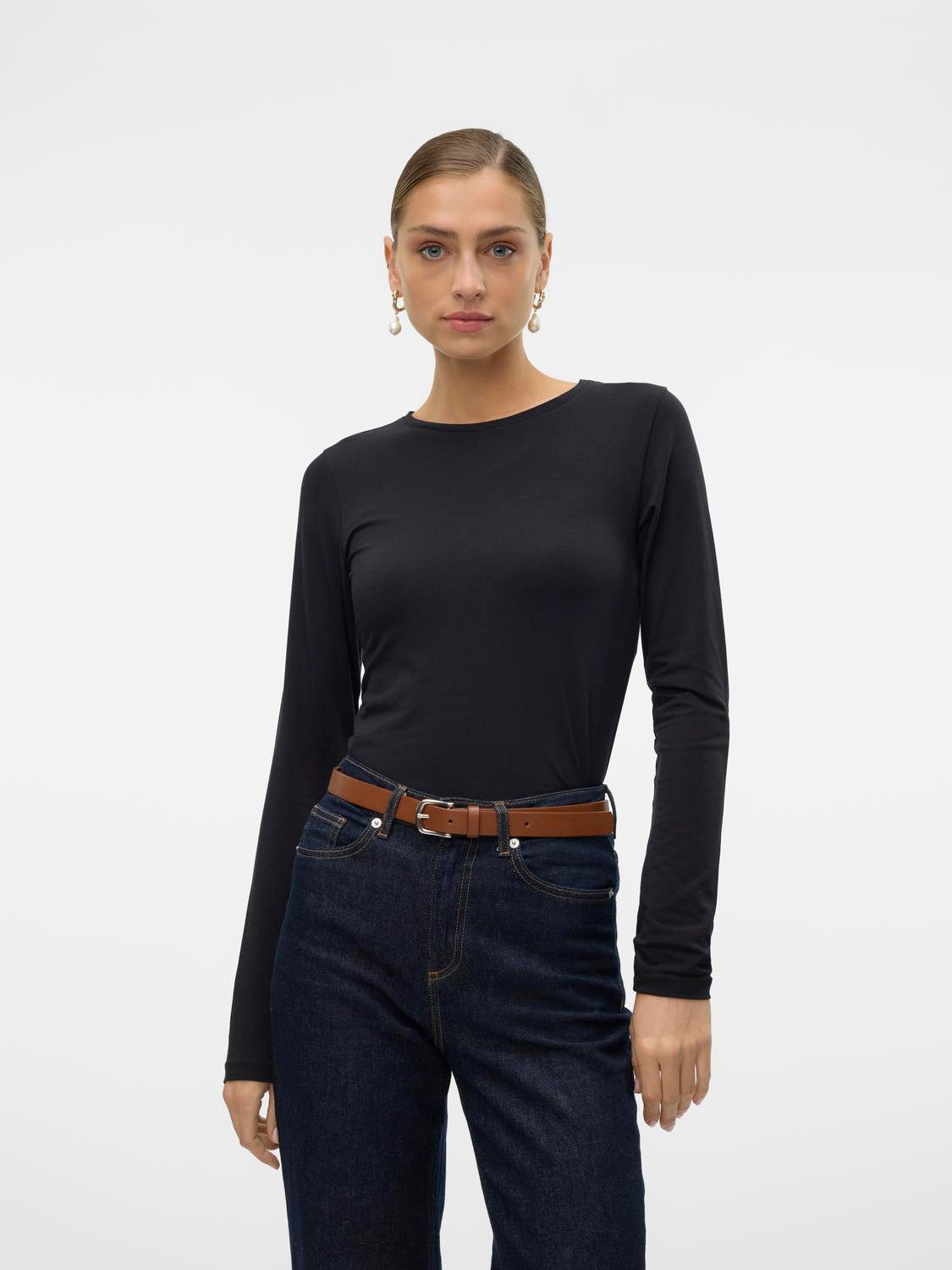 Vero Moda Shirt met lange mouwen VMLULU LS O-NECK TOP JRS GA NOOS