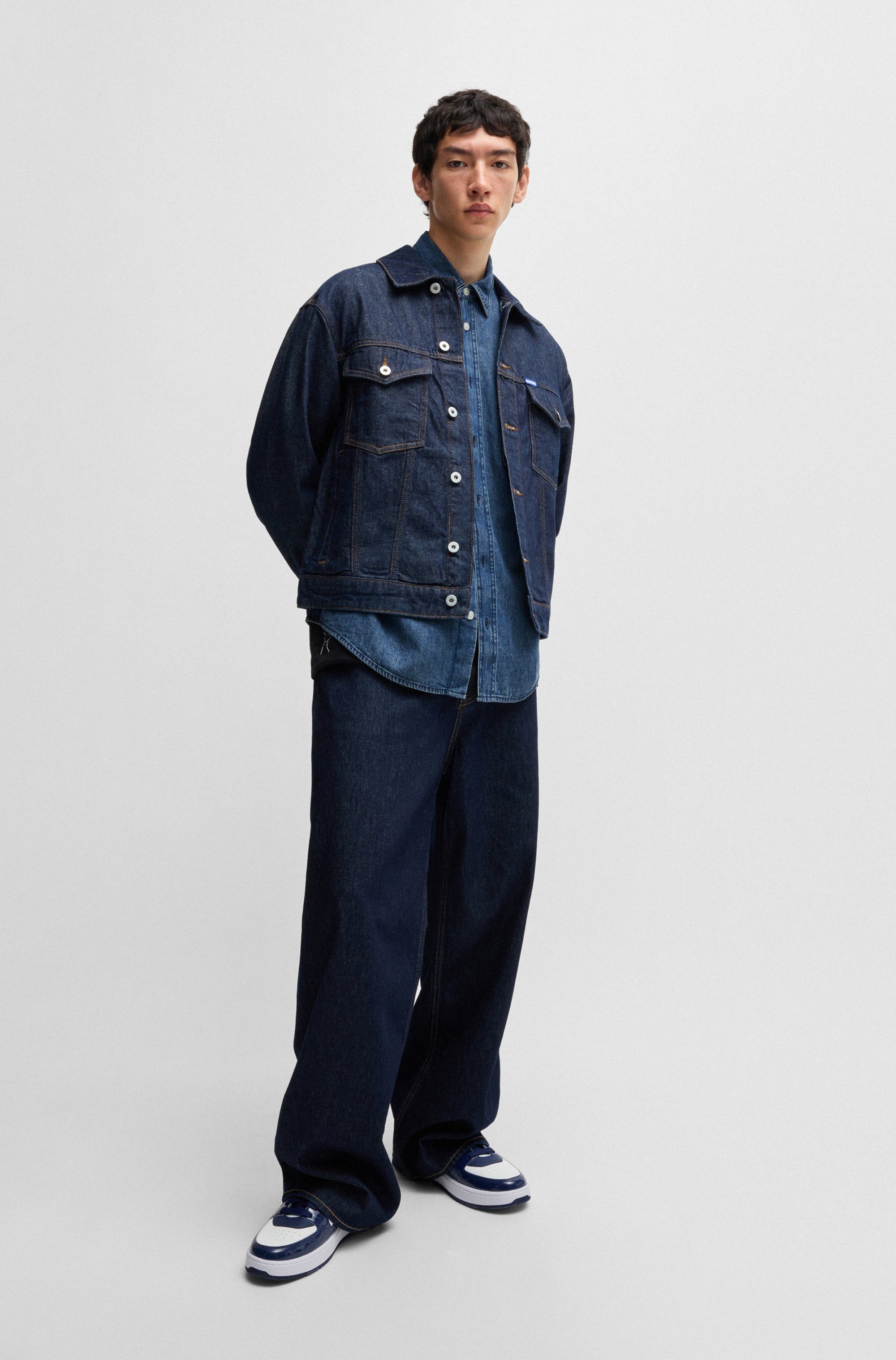 HUGO Blue Jeans overhemd Ebino in coole wassing