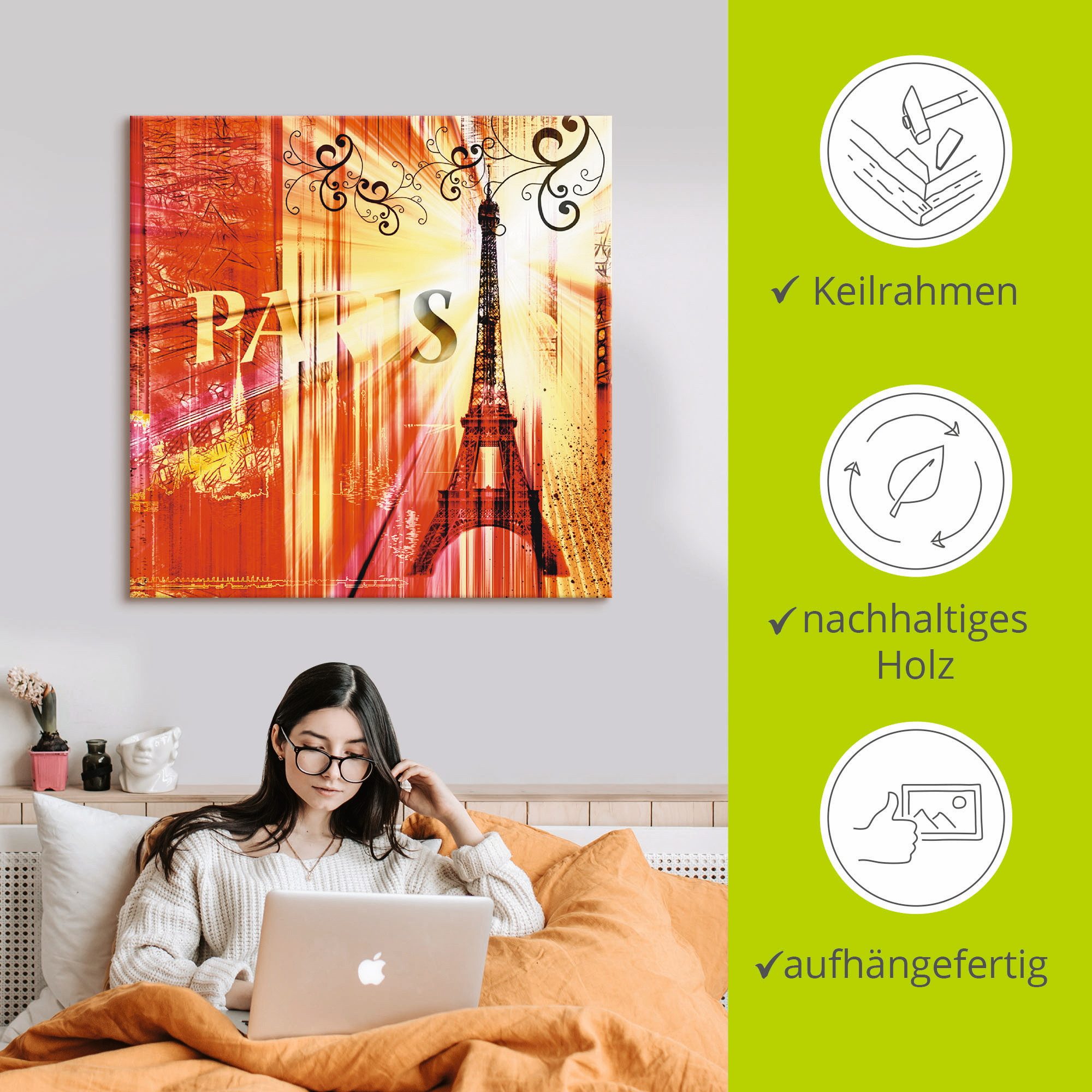 Artland Artprint op linnen Parijs Skyline collage III