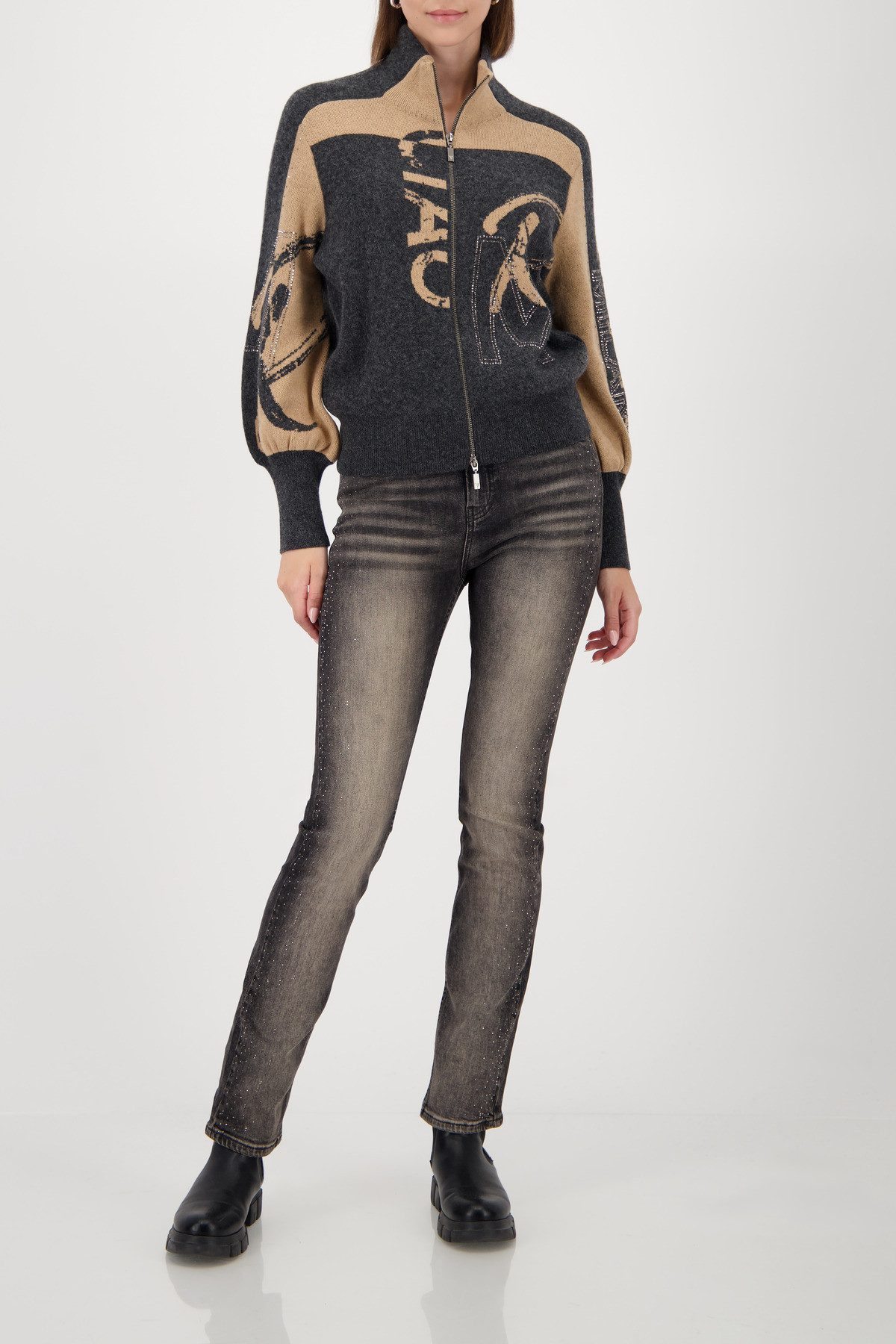 Monari Straight jeans Regular fit met strass-stenen