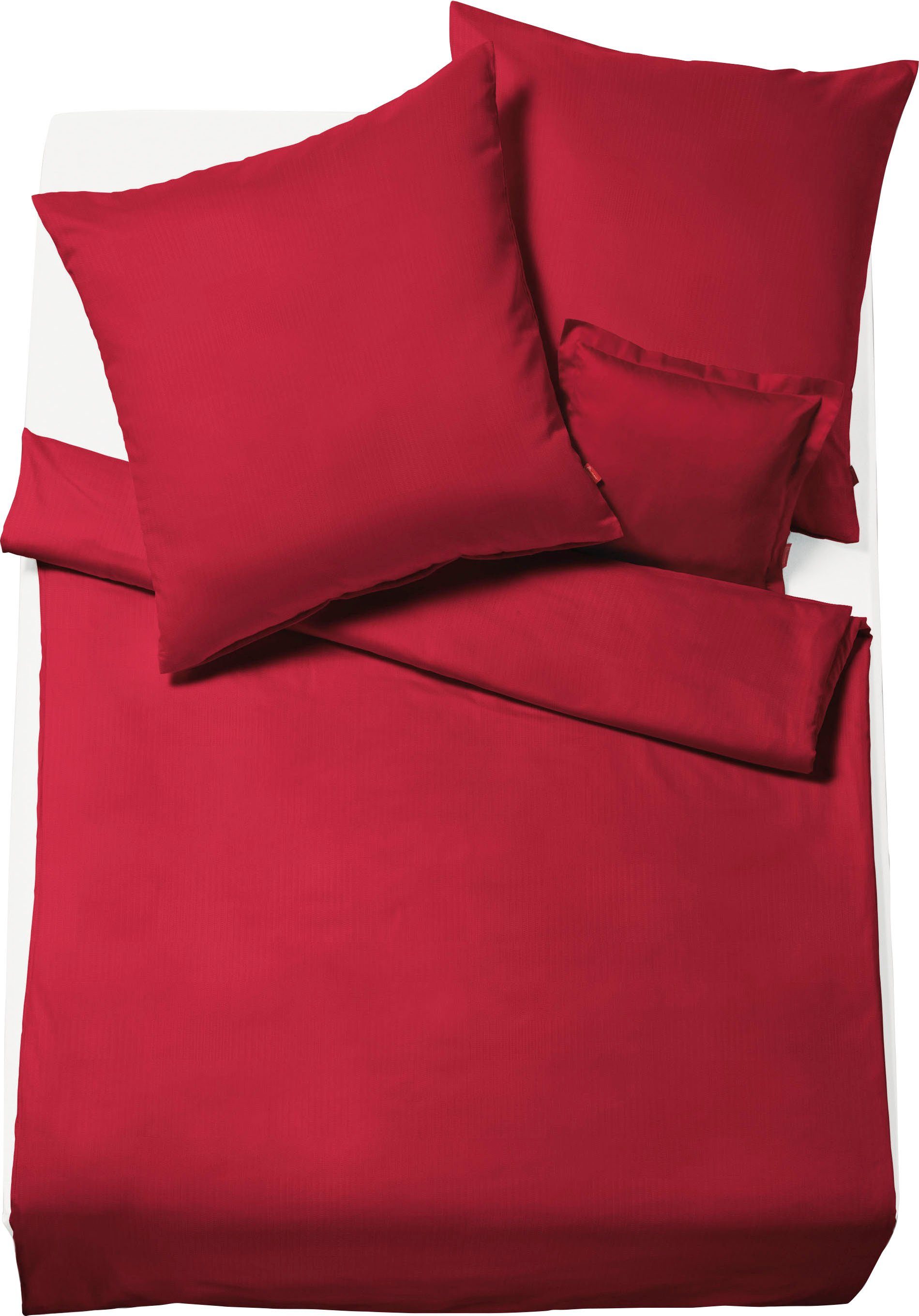 fleuresse Beddengoed Lech 3089 Edelflanell, katoen, in maat 135x200, 155x220, 200x200 cm dekbedovertrekken maat 1x 200x220 cm rood