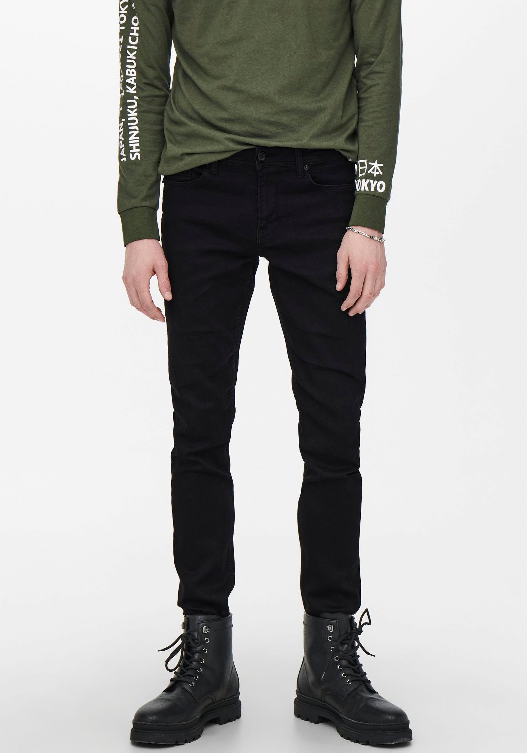 ONLY & SONS Slim fit jeans LOOM SLIM heren slim fit jeans maat 30 zwart