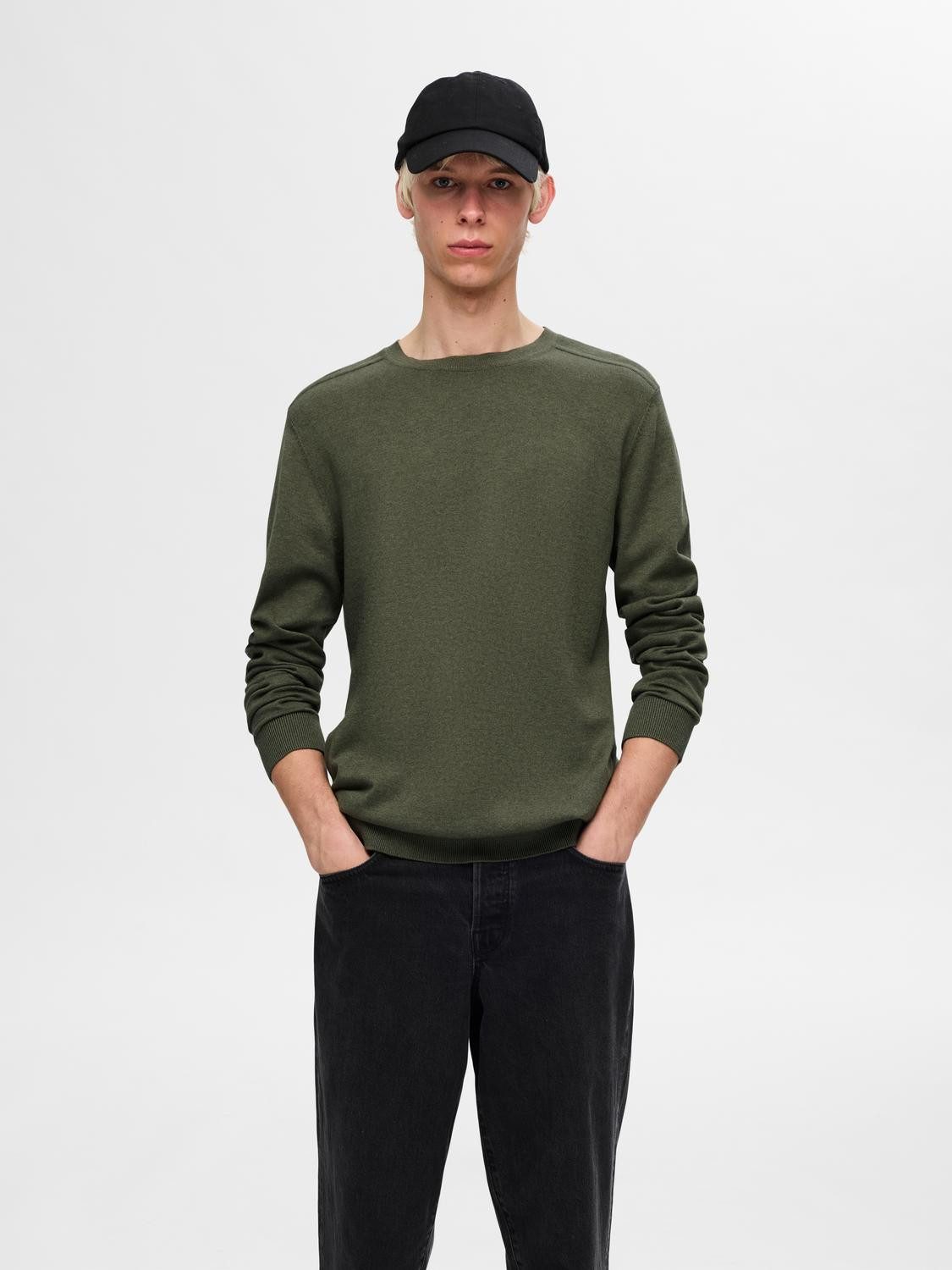 SELECTED HOMME Gebreide trui SLHBERG CREW NECK NOOS