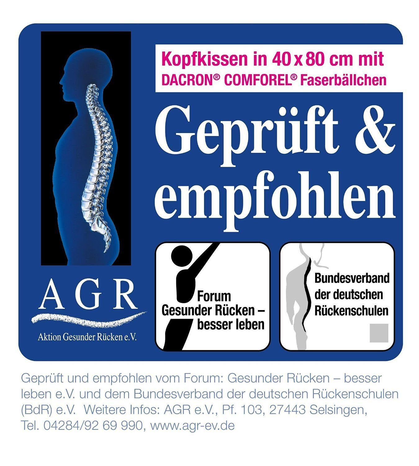 Jekatex Neksteunkussen Ergo Gecertificeerd door de actie gezonde rug (AGR) e.V.