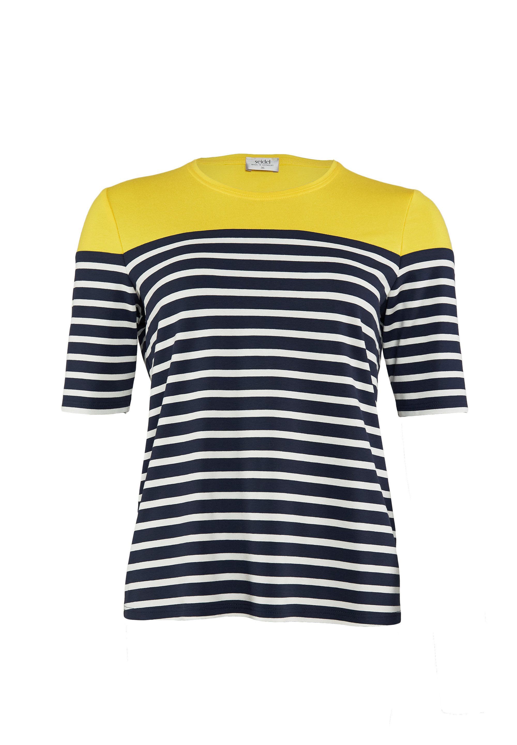 Seidel Moden T-shirt met colorblocking en streepjespatroon, made in germany