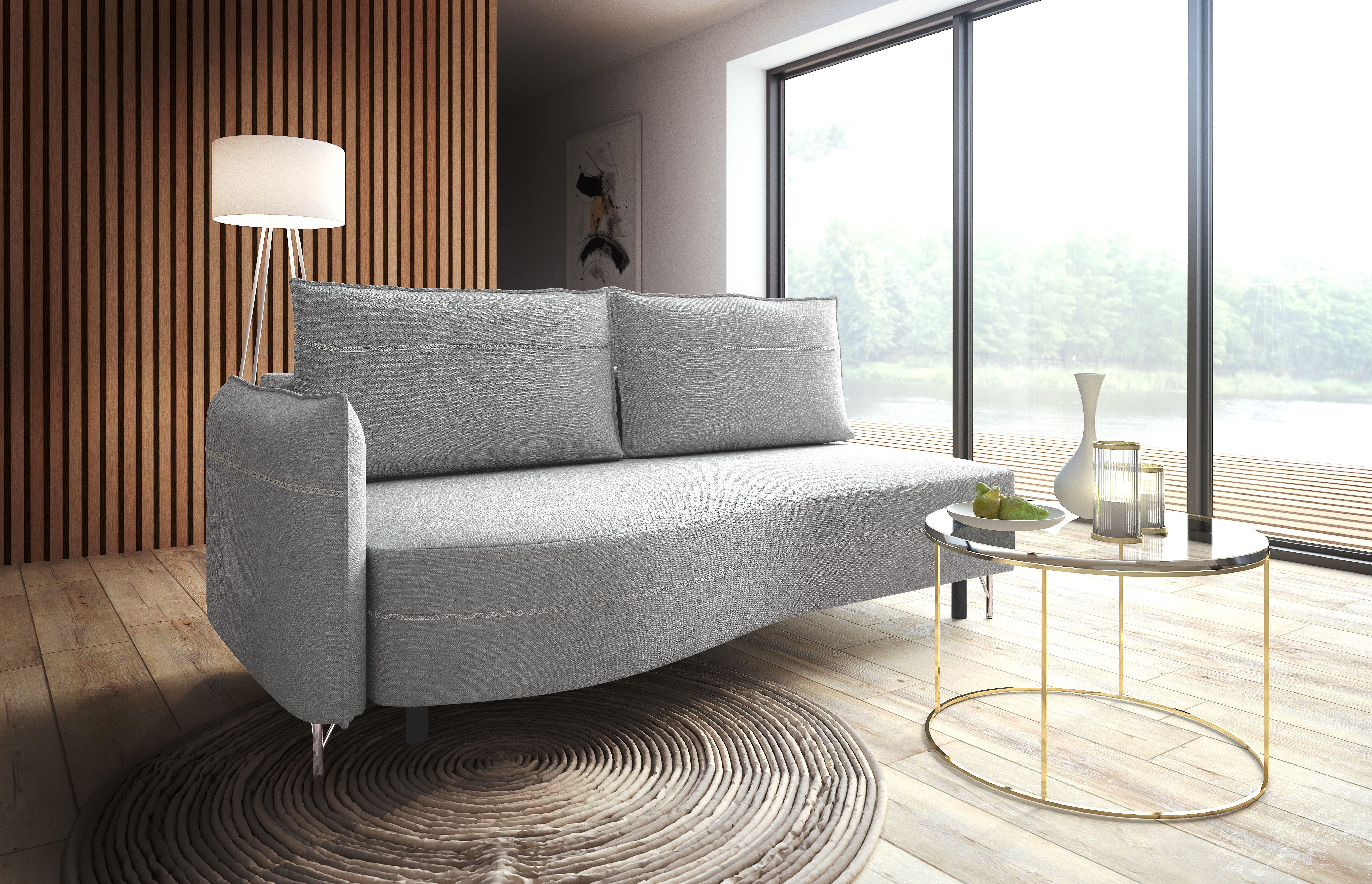 exxpo - sofa fashion Loungebank Met mooie contrastnaad, solitairmeubel, comfortabel, smalle armleuning loungemeubels grijs