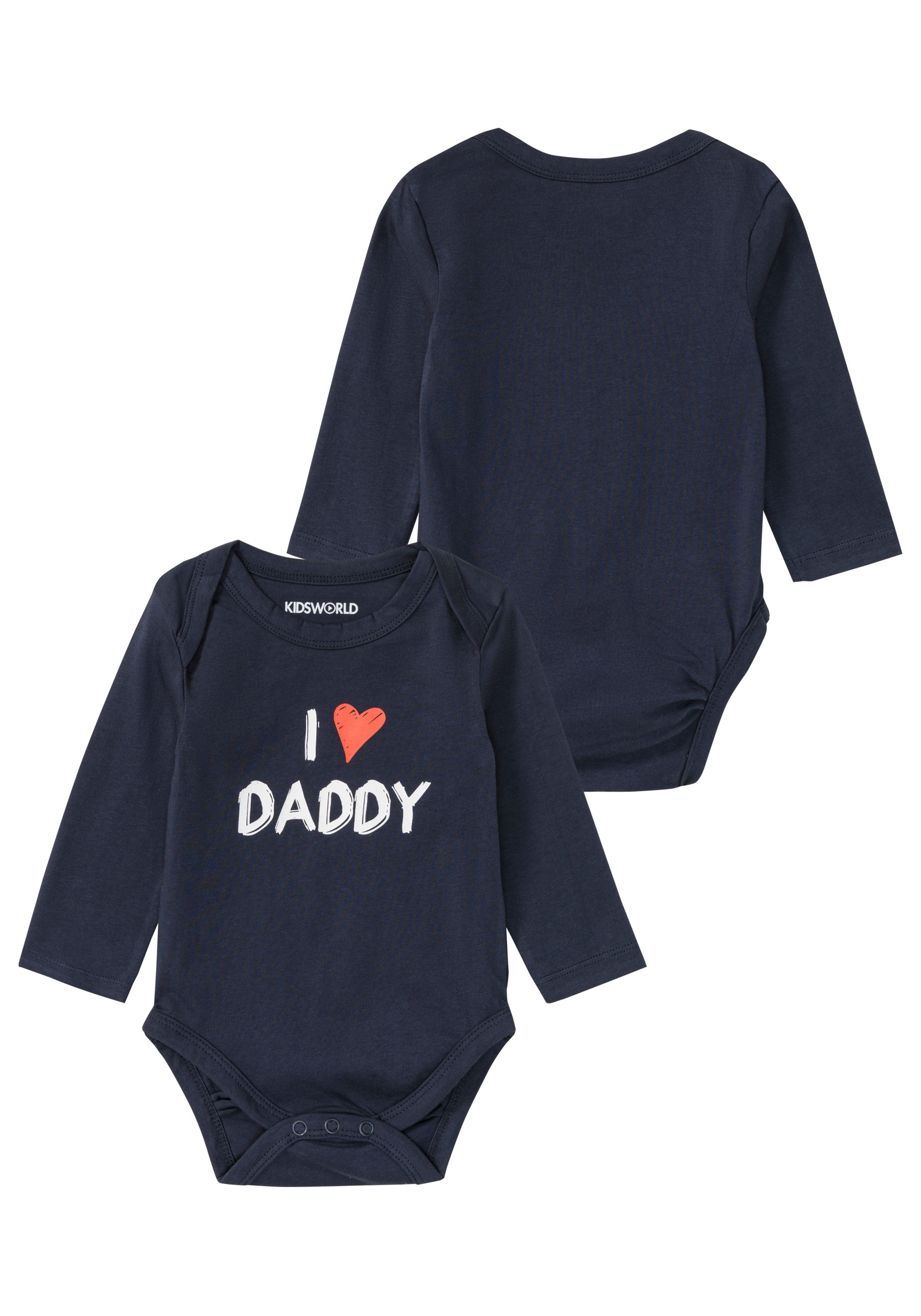 KIDSWORLD Body met lange mouwen 2-pack baby-body spreuken Mummy&Daddy (set 2-delig)