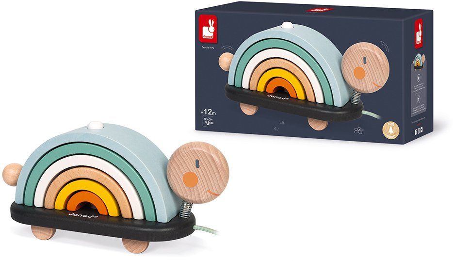 Janod Trekdier Sweet Cocoon, schildpad regenboog
