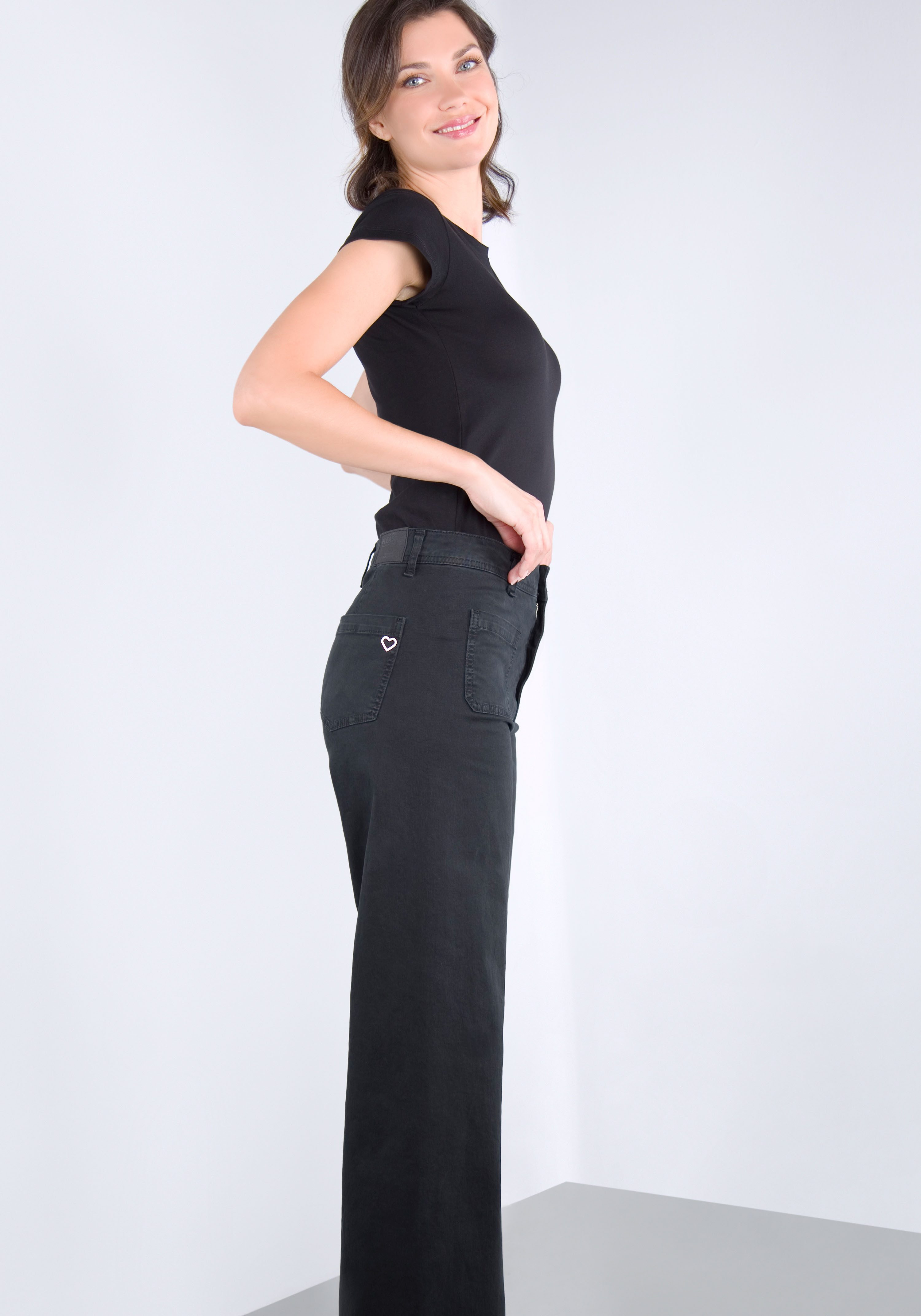 Please Jeans Broek met wijde pijpen van hoogwaardige katoenmix met stretch