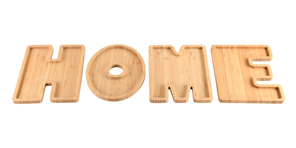 KESPER for kitchen & home Serveerblad HOME, decoratieve plank van FSC-gecertificeerd bamboe (set, 4 stuks) borrelen bruin