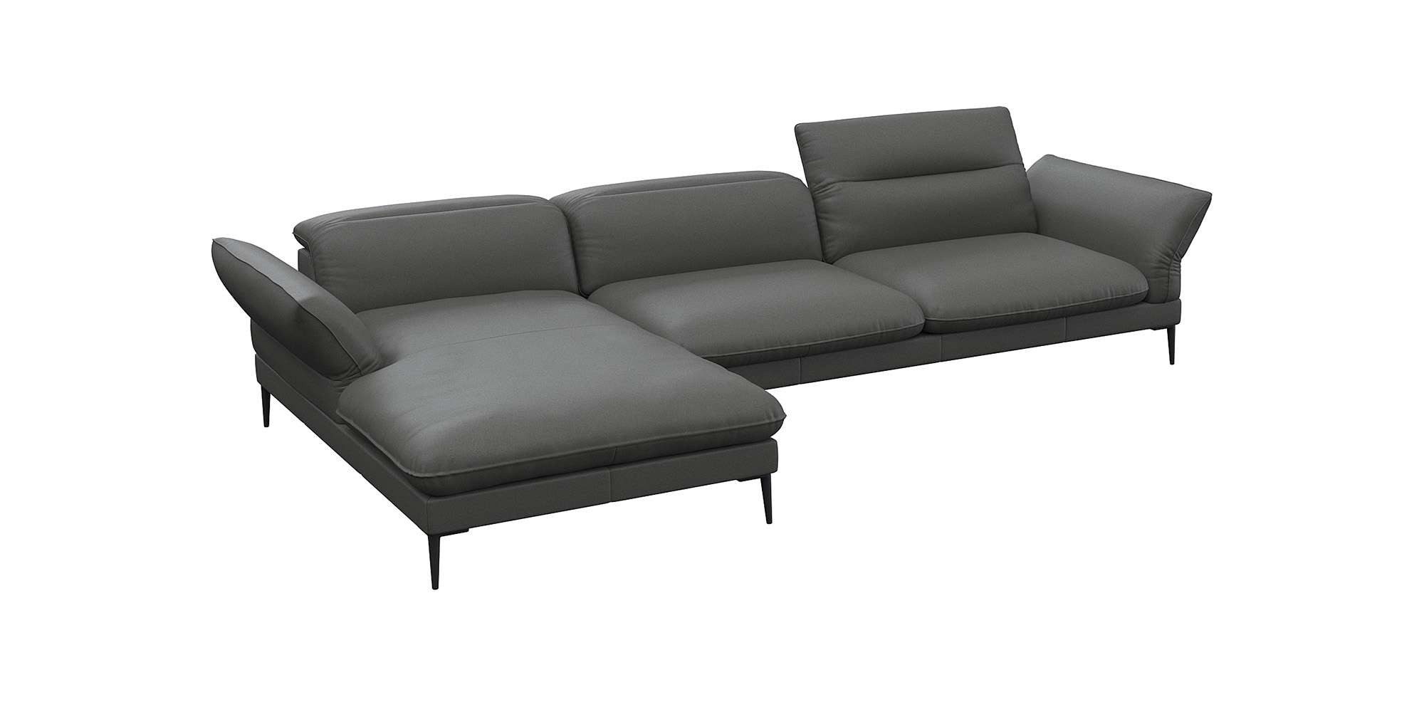 FLEXLUX Hoekbank Salino, functionele bank met recamiere, relaxbank, hoekbank Bank met arm- en hoofdeinde verstellingen, koudschuim & staalgolven