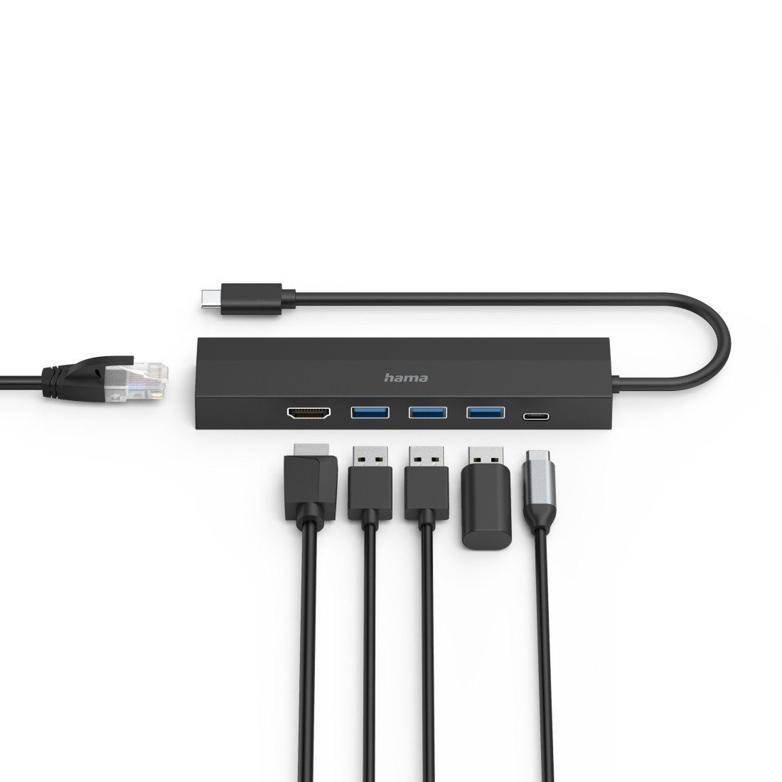 Hama USB-adapter USB-C multiport hub voor laptop met 6 poorten, USB-A, USB-C, HDMI, LAN (1 stuk)