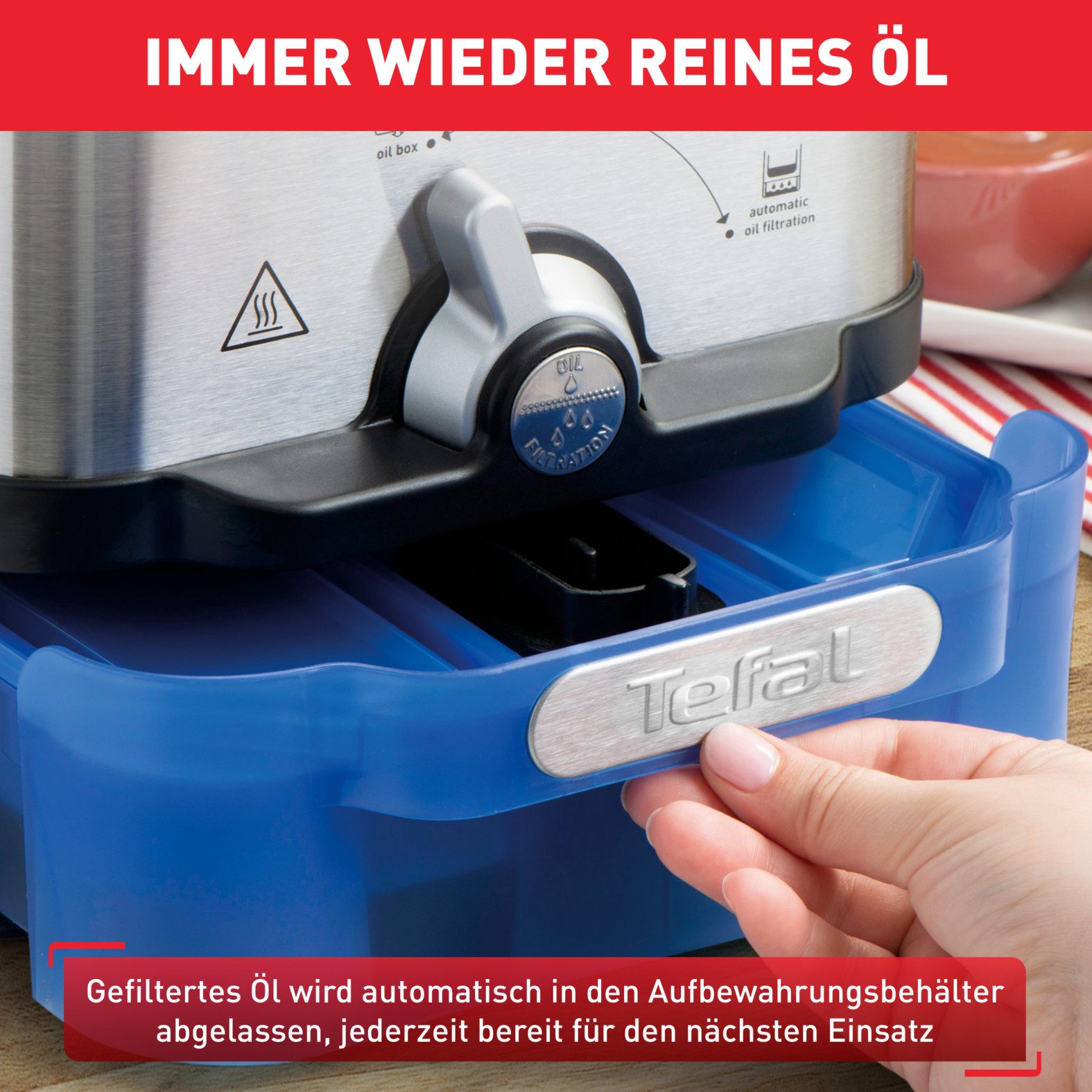 Tefal Friteuse Oleoclean Pro Inox & Design 1,2 kg, uitneembare oliecontainer, automatische oliefiltering, fr8040