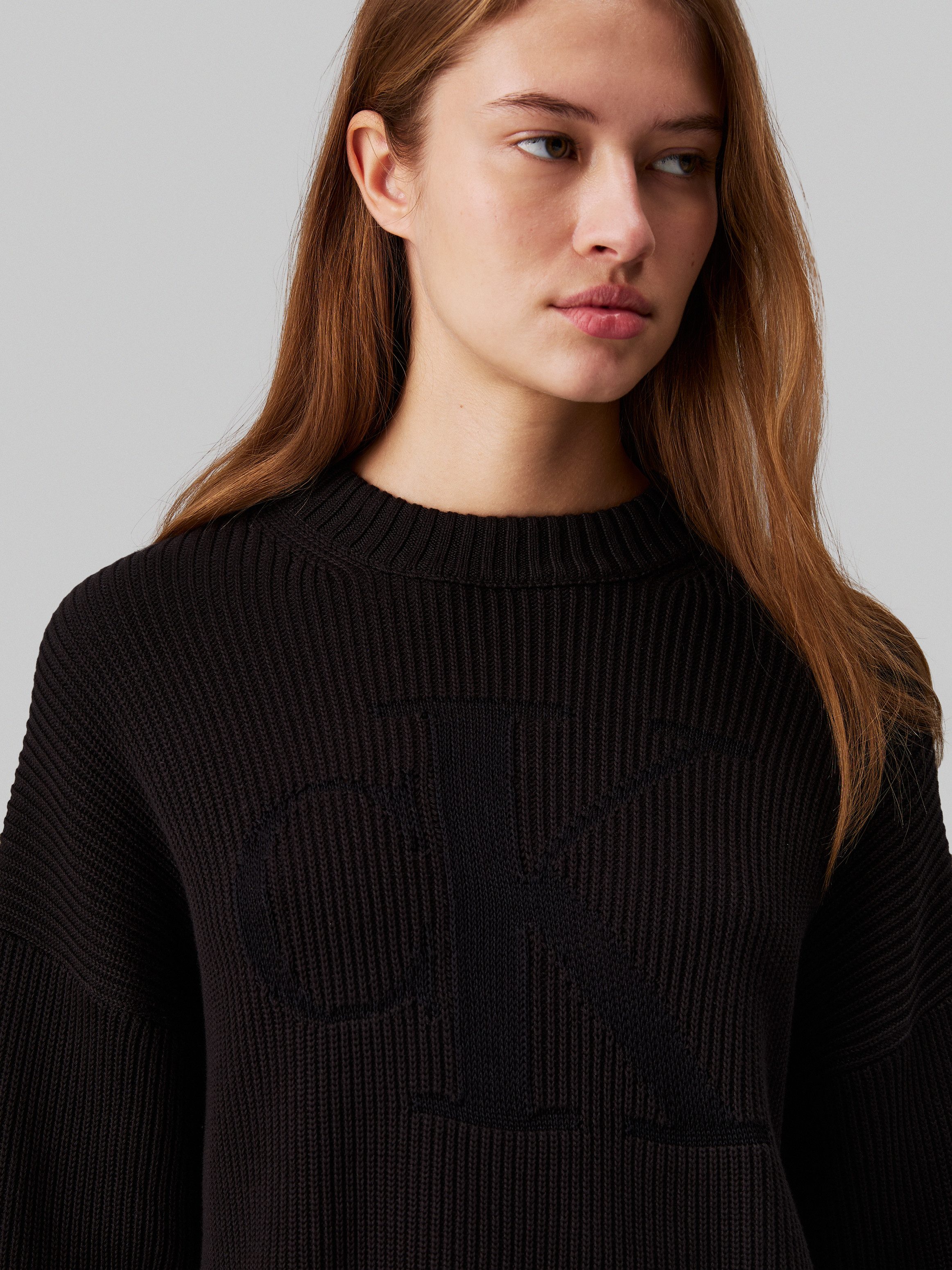 Calvin Klein Trui met staande kraag LOGO INTARSIA REGULAR SWEATER