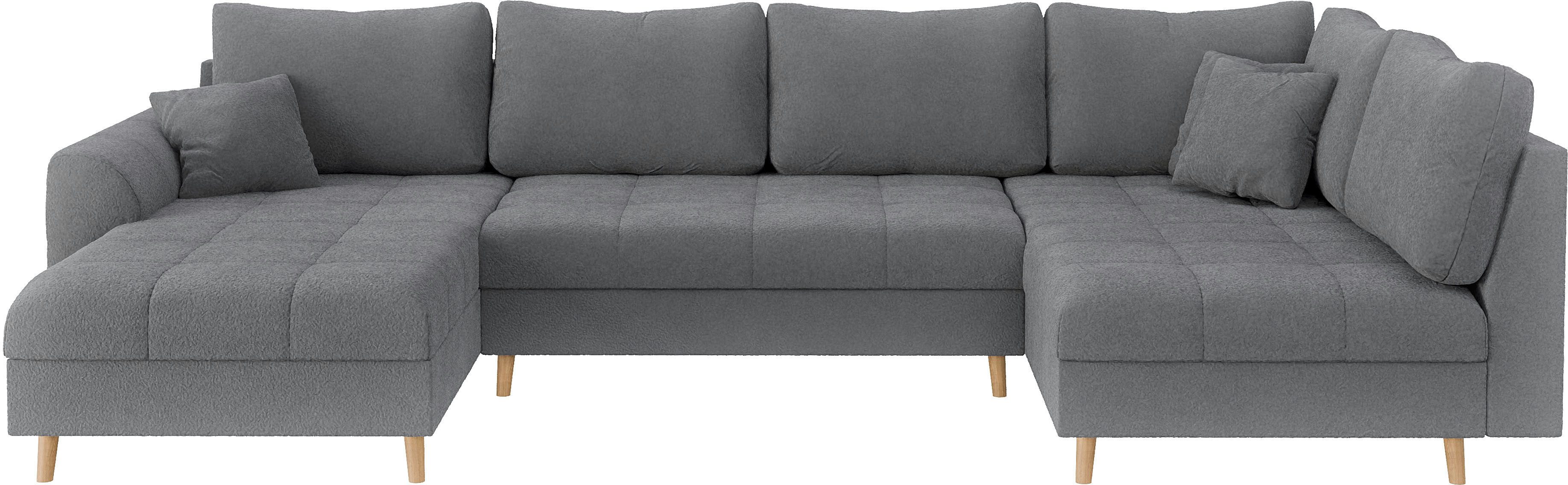 Home affaire Zithoek CHARRE U-vorm met ottomane, afmetingen B/D/H: 310/161/81 cm fijne stiksels, losse rug- en sierkussens, ook in cord en bouclé